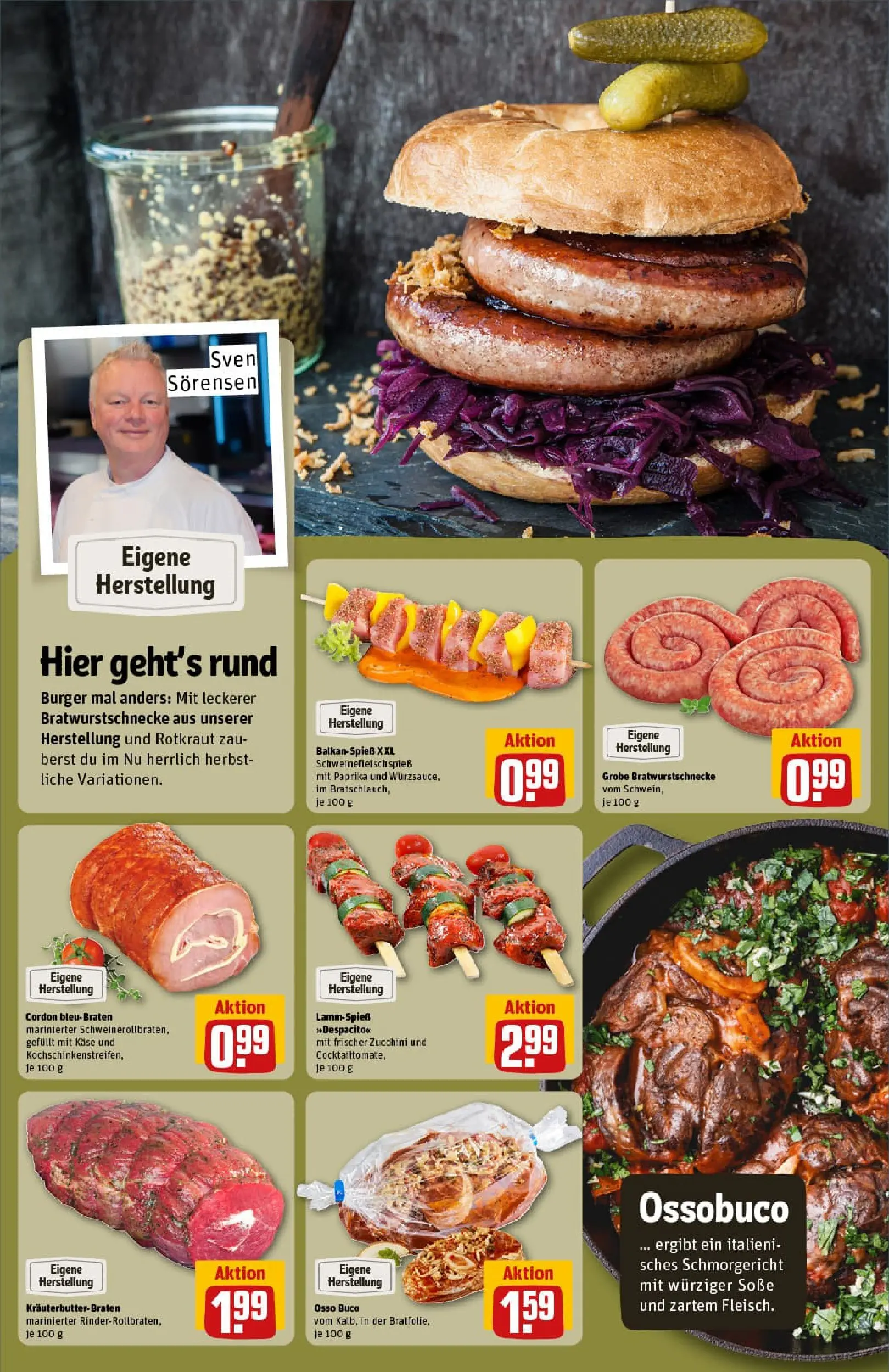 REWE Prospekt ab 13.10.2025 zum Blättern » Angebote | Seite: 12 | Produkte: Käse, Burger, Soße, Zucchini