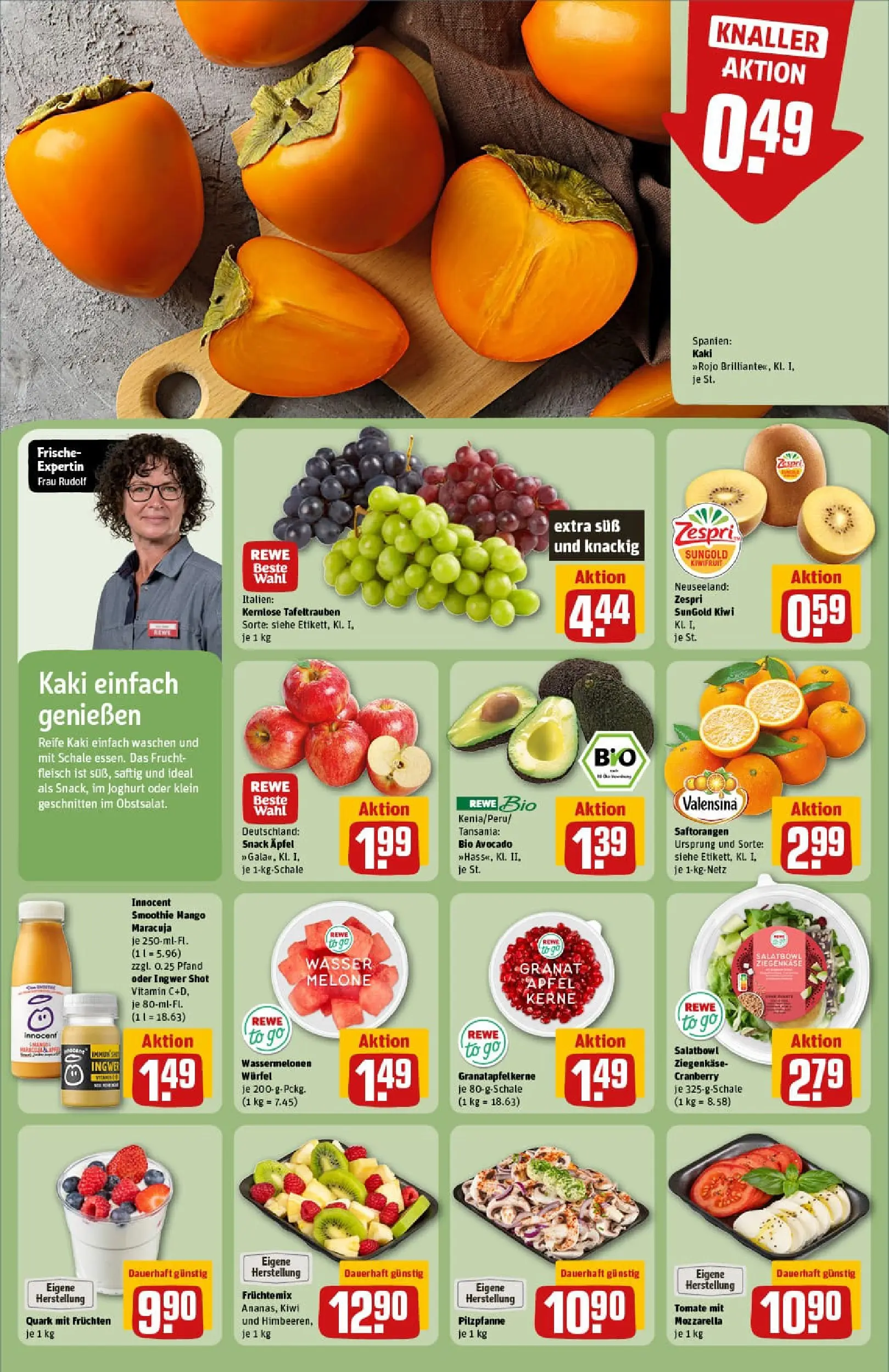 REWE Prospekt ab 13.10.2025 zum Blättern » Angebote | Seite: 6 | Produkte: Quark, Valensina, Mango, Kaki