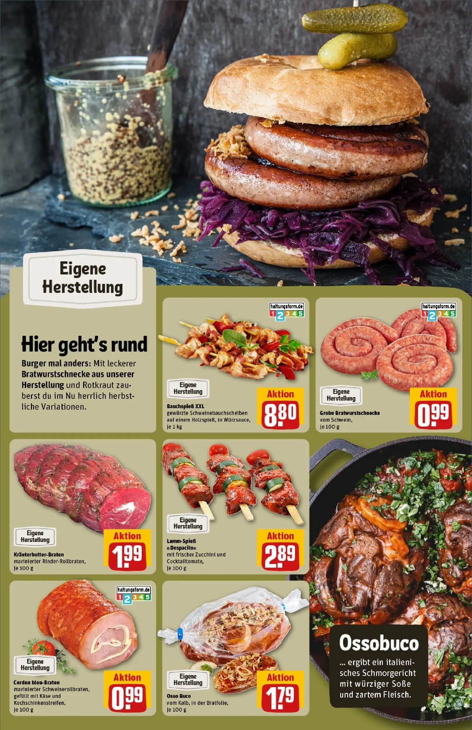 REWE Prospekt ab 13.10.2025 zum Blättern » Angebote | Seite: 12 | Produkte: Käse, Burger, Soße, Zucchini