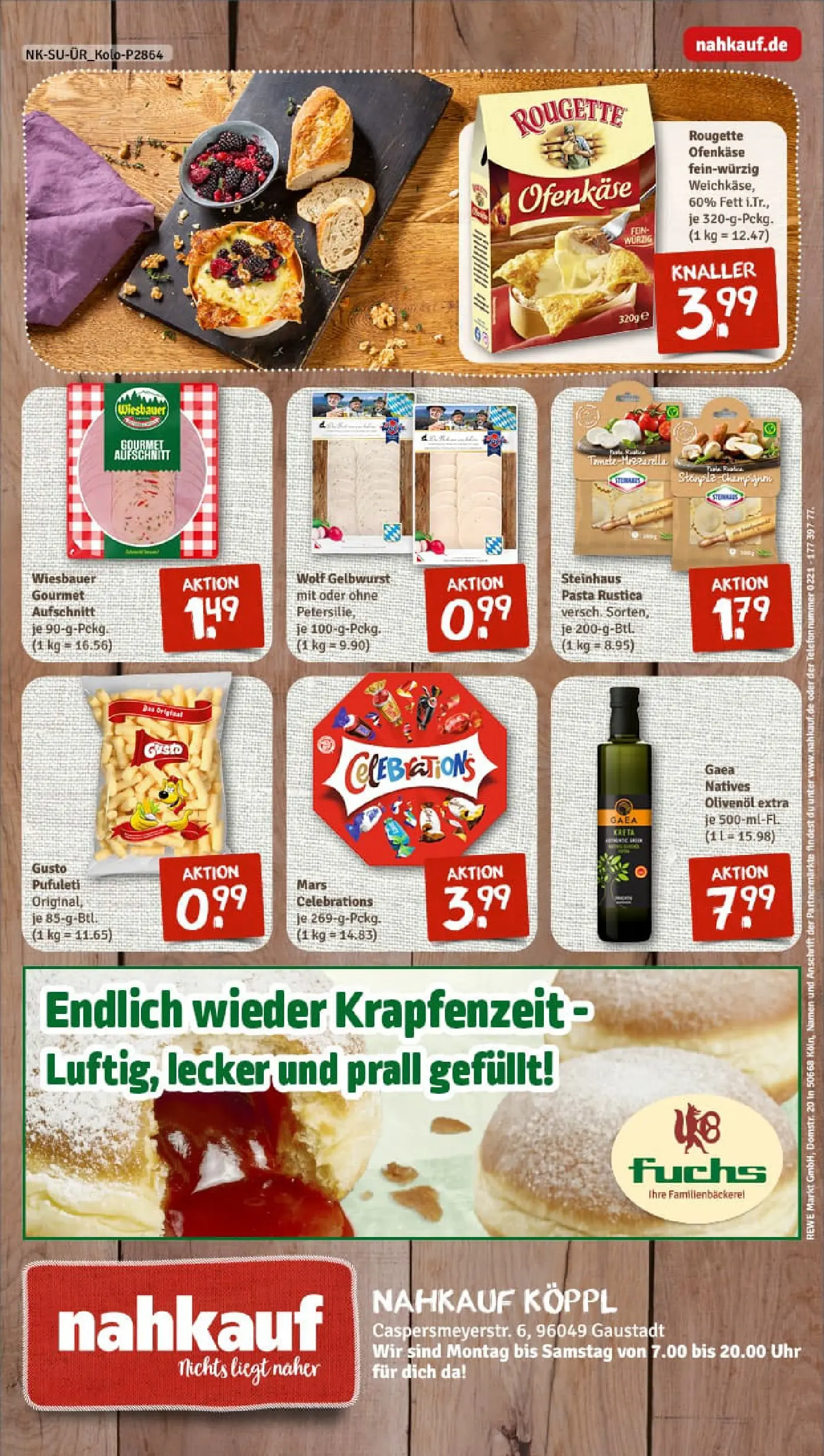 REWE Prospekt ab 13.10.2025 zum Blättern » Angebote | Seite: 8 | Produkte: Rougette ofenkase, Celebrations, Mars, Pasta