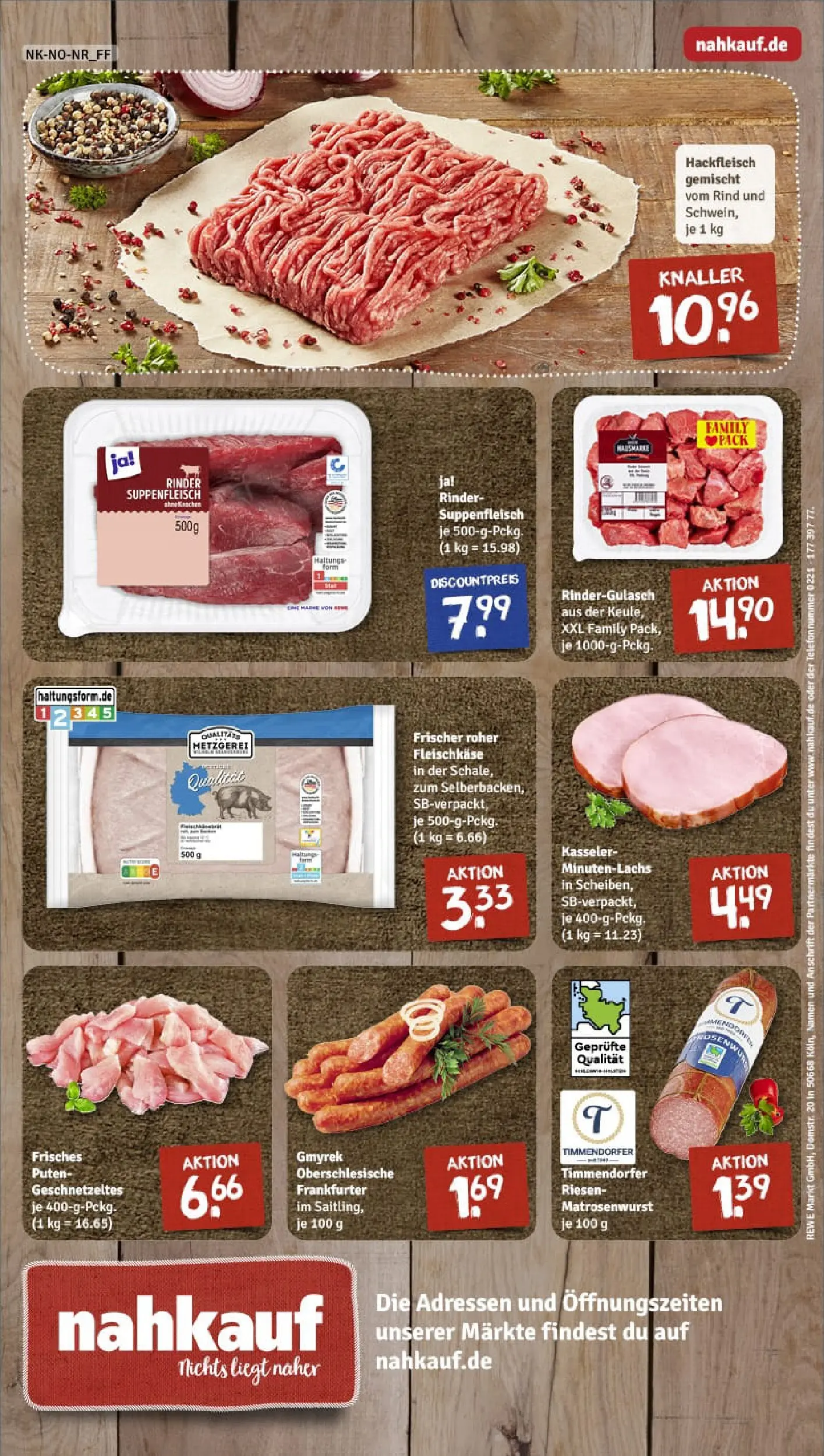REWE Prospekt ab 13.10.2025 zum Blättern » Angebote | Seite: 8 | Produkte: Rindergulasch, Suppenfleisch, Hackfleisch