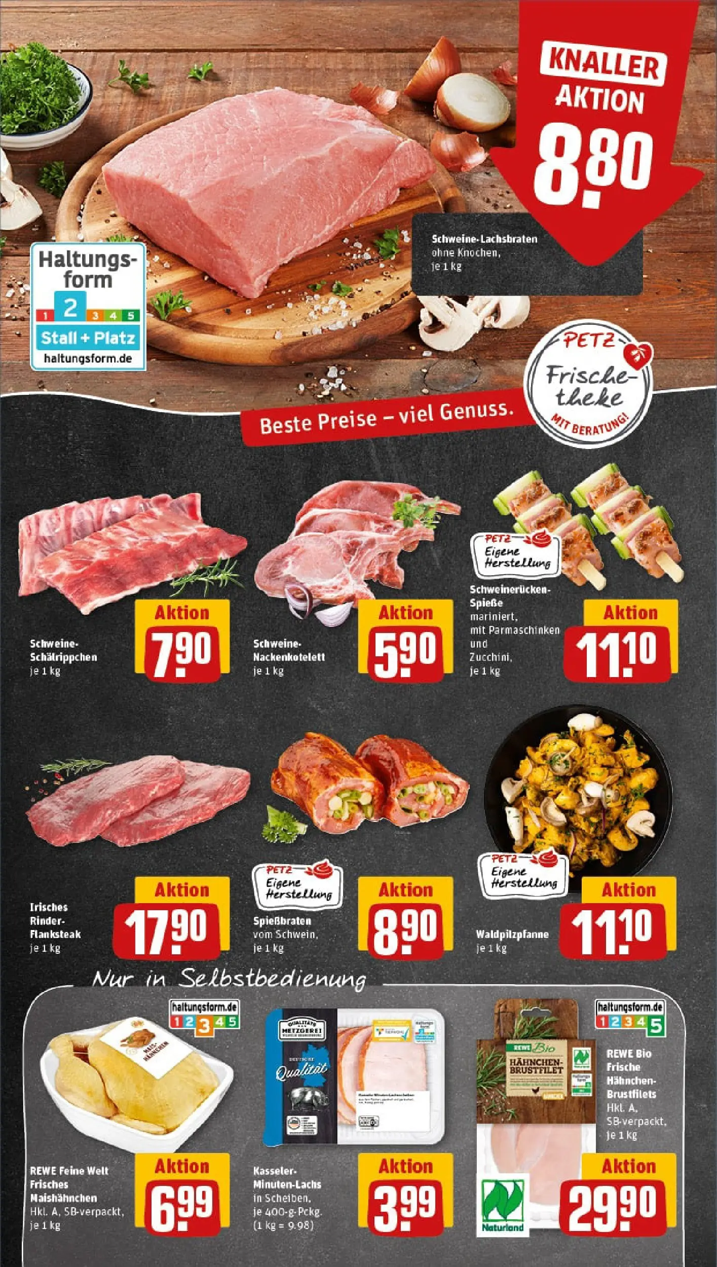 REWE Prospekt ab 13.10.2025 zum Blättern » Angebote | Seite: 8 | Produkte: Hahnchen, Spieße, Schweinerucken