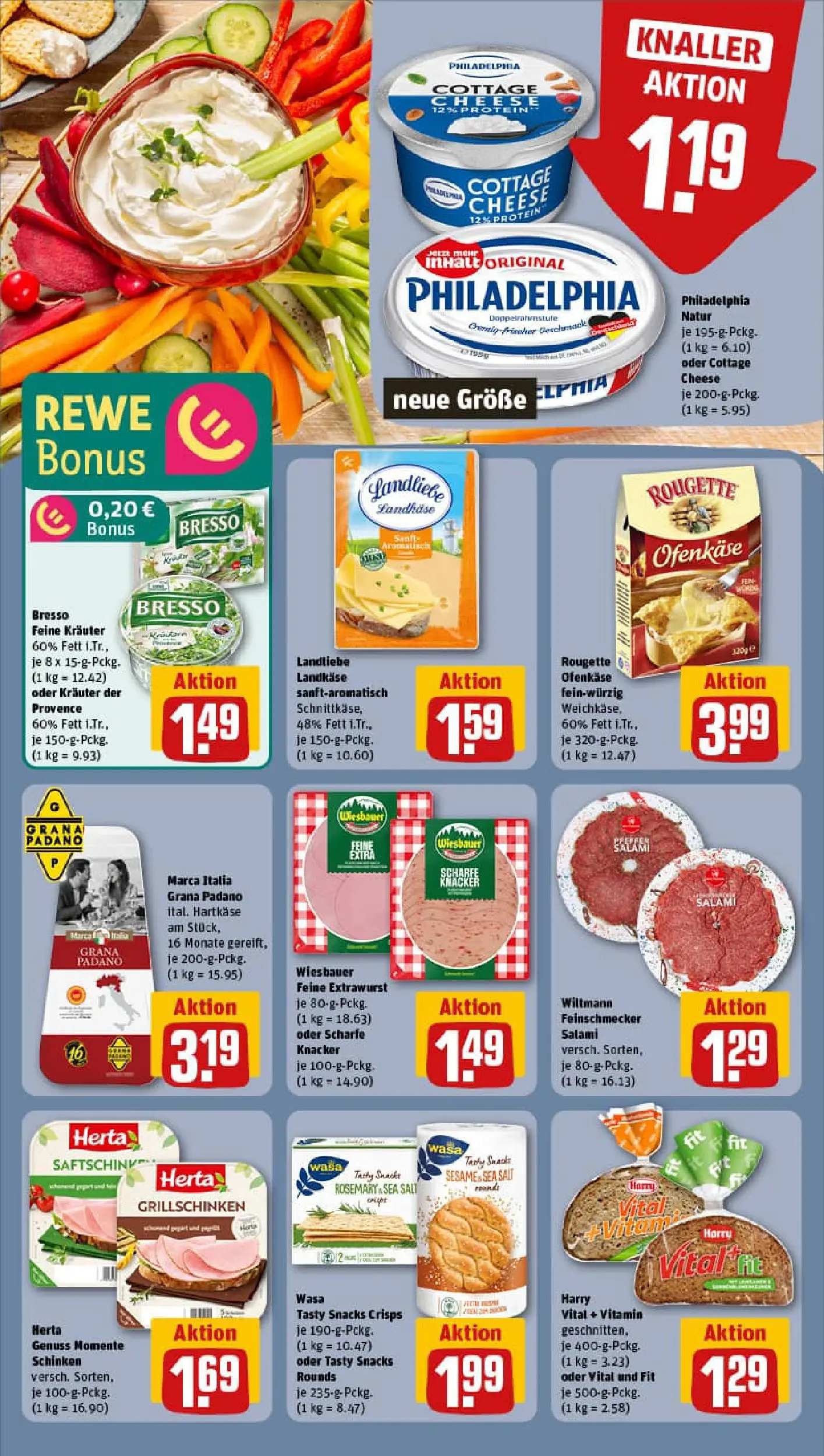 REWE Prospekt ab 13.10.2025 zum Blättern » Angebote | Seite: 12 | Produkte: Philadelphia, Rougette ofenkase, Bresso, Schinken