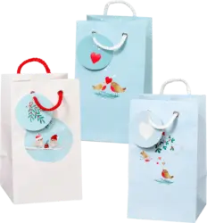 Profissimo Mini-Geschenktaschen, V&ouml;gel, salbei/rose/blau, hoch