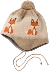 ALANA Mütze aus Strick mit Fuchs-Muster, beige, Gr. 46/47