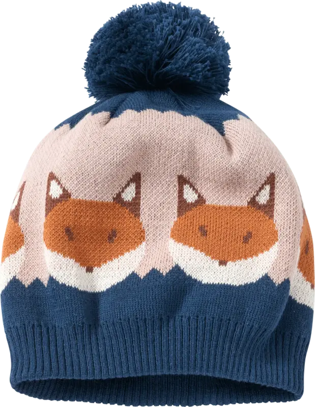 ALANA Mütze aus Strick mit Fuchs-Muster, blau, Gr. 54/55