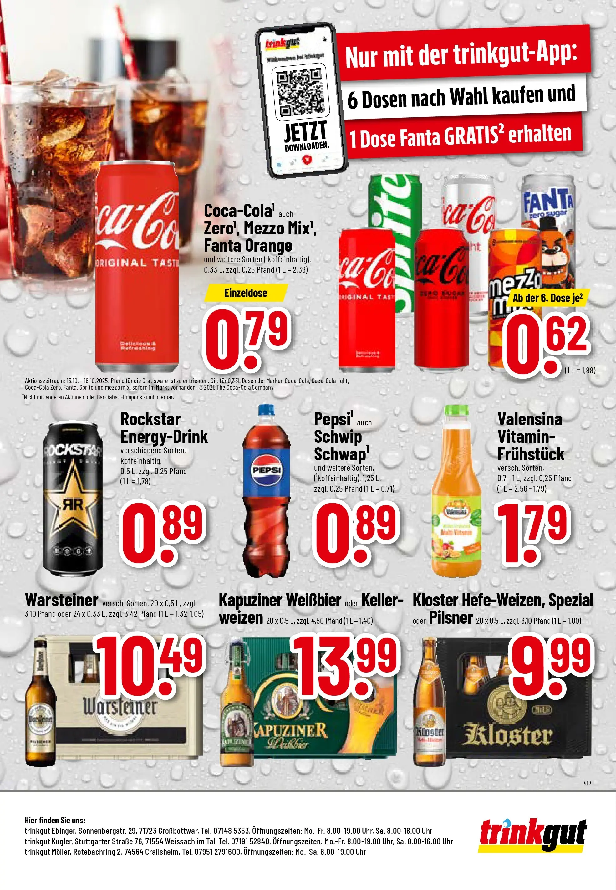 Trinkgut - trinkgut: Wochenangebote (ab 13.10.2025) » Angebote online | Seite: 8 | Produkte: Fanta, Sprite, Warsteiner, Uhr