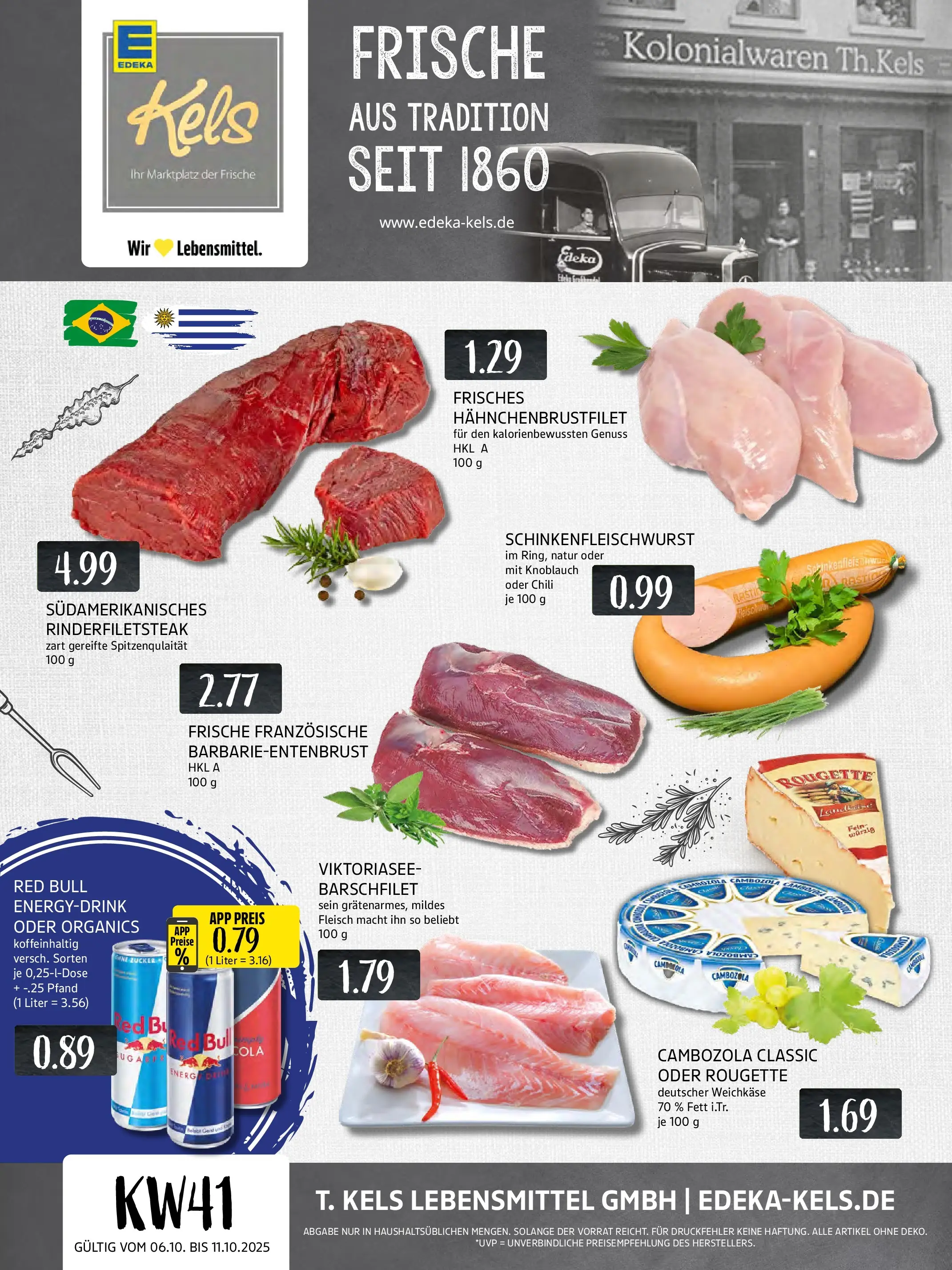 Edeka prospekt Ratingen-Hösel	 (ab 06.10.2025) » Angebote Online | Seite: 1 | Produkte: Red bull, Knoblauch, Chili, Fleisch