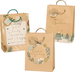 Profissimo Geschenktaschen, Merry Christmas/Kranz/Text, NK veredelt, midi, hoch