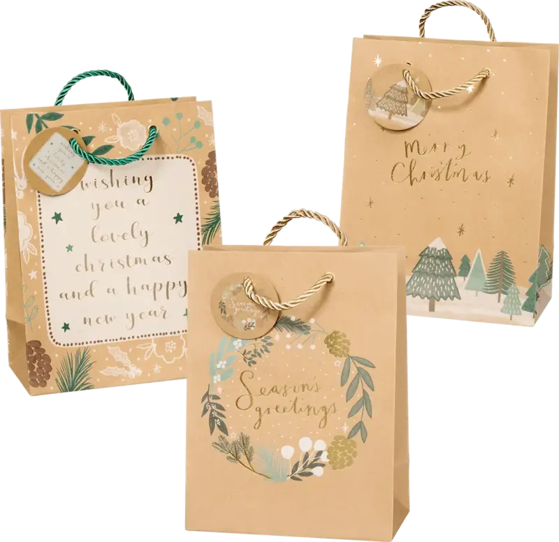 Profissimo Geschenktaschen, Merry Christmas/Kranz/Text, NK veredelt, midi, hoch