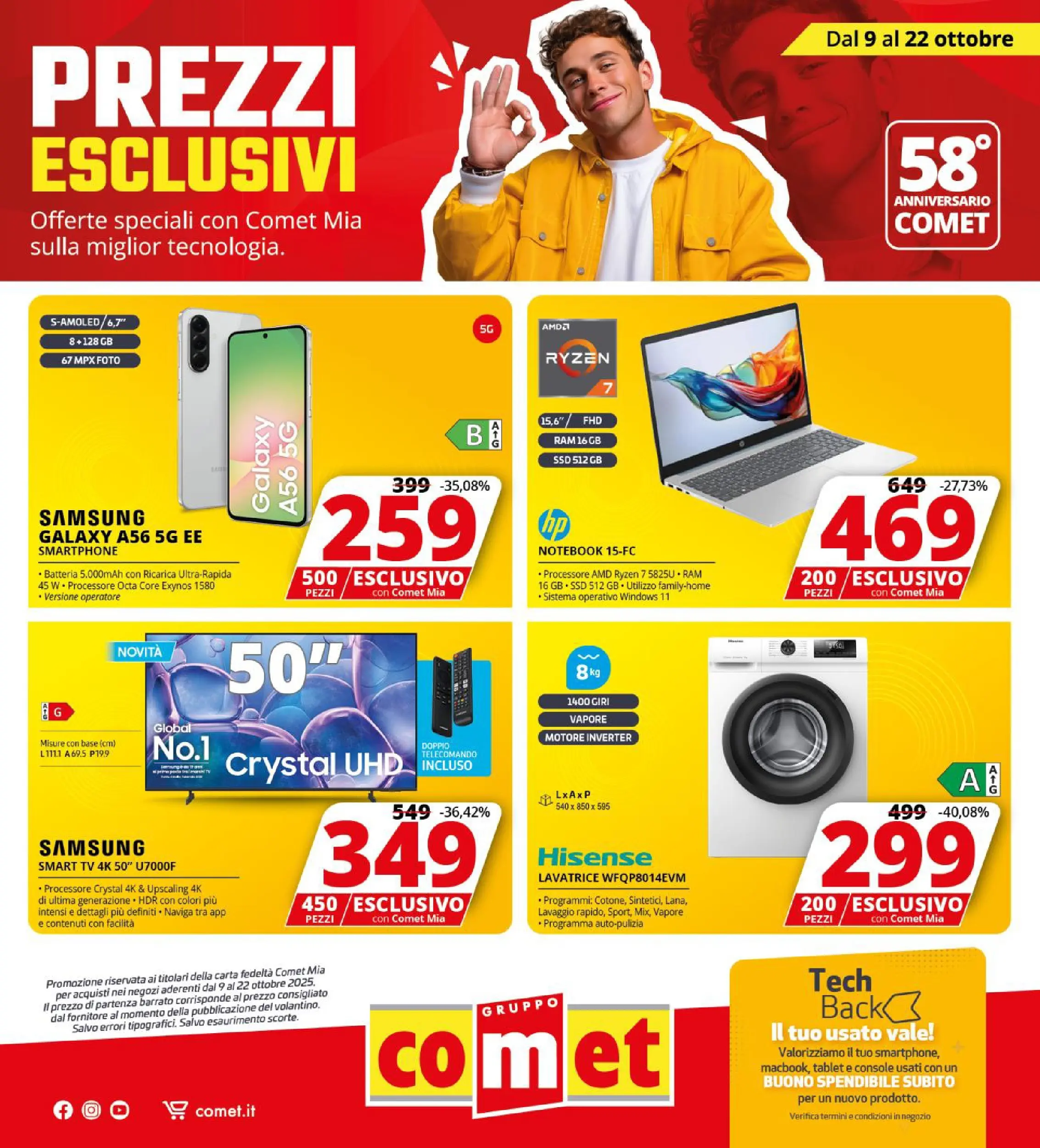 Nuovo Volantino Comet	 dal 09/10/2025 > offerte anteprima 🛍️ | Pagina: 1 | Prodotti: smart TV, Smartphone, Batteria, Samsung