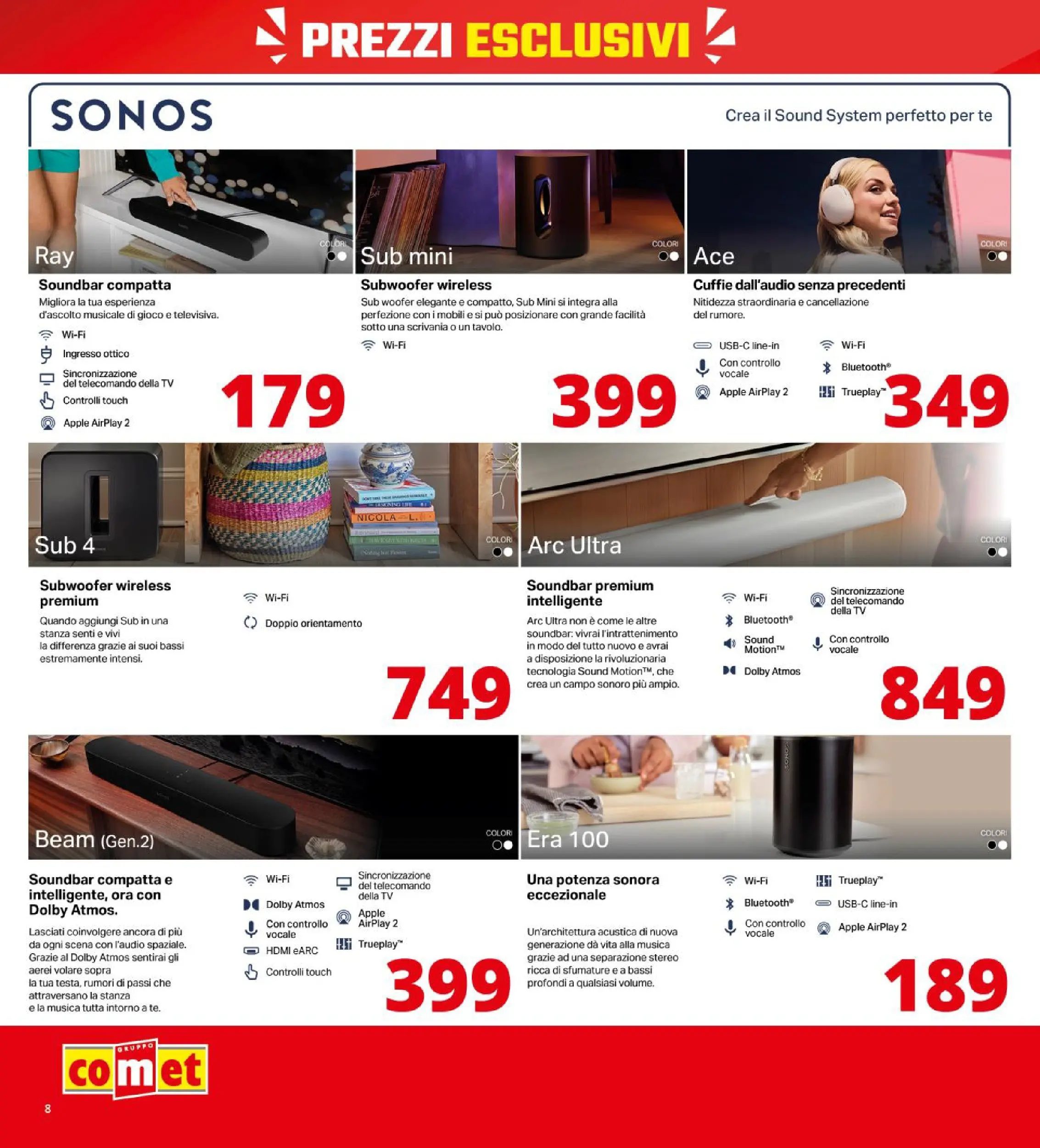 Nuovo Volantino Comet	 dal 09/10/2025 > offerte anteprima 🛍️ | Pagina: 8 | Prodotti: Soundbar, TV, Cuffie, Scrivania
