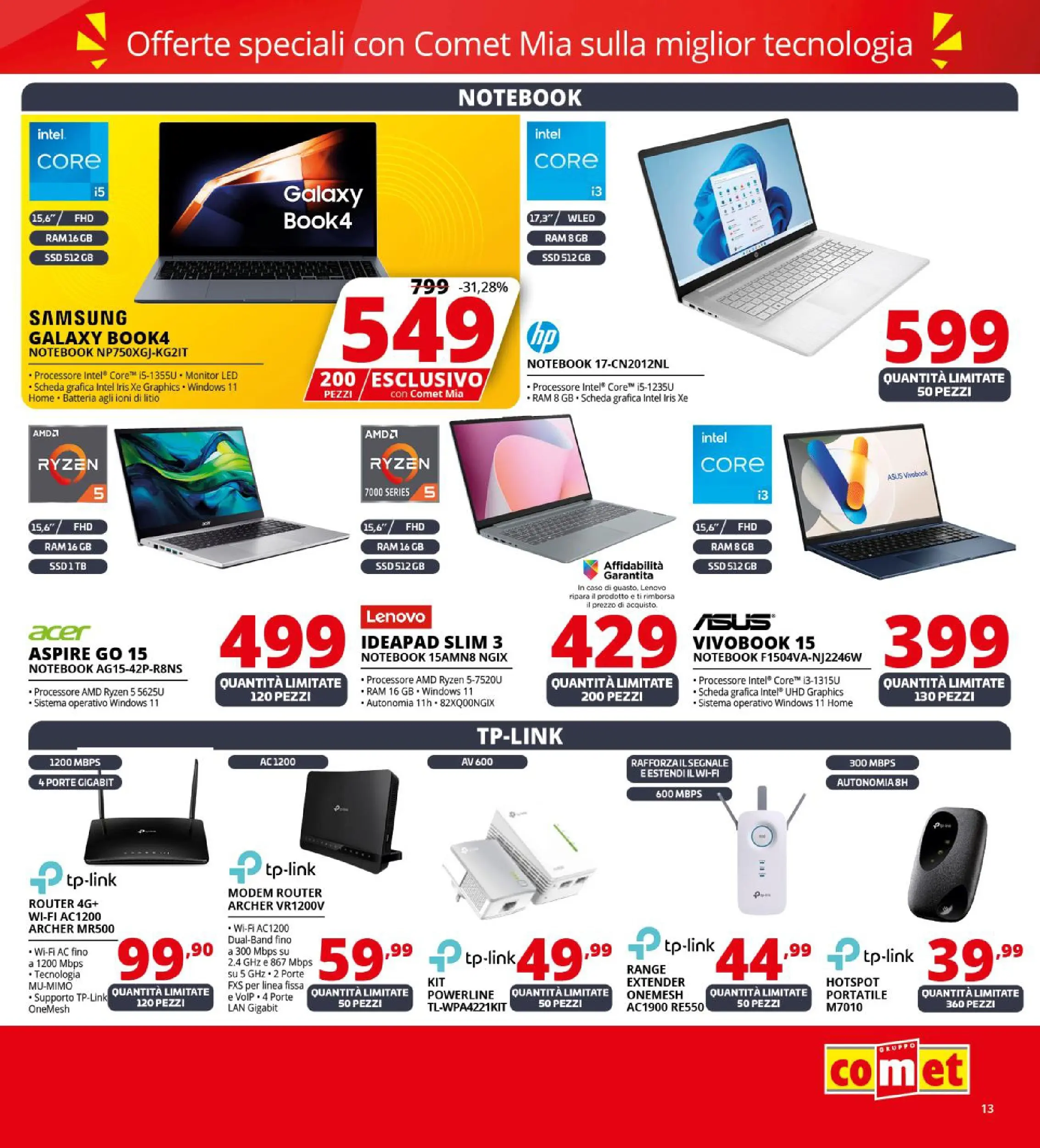 Nuovo Volantino Comet	 dal 09/10/2025 > offerte anteprima 🛍️ | Pagina: 13 | Prodotti: Router, Notebook, Samsung Galaxy, Samsung