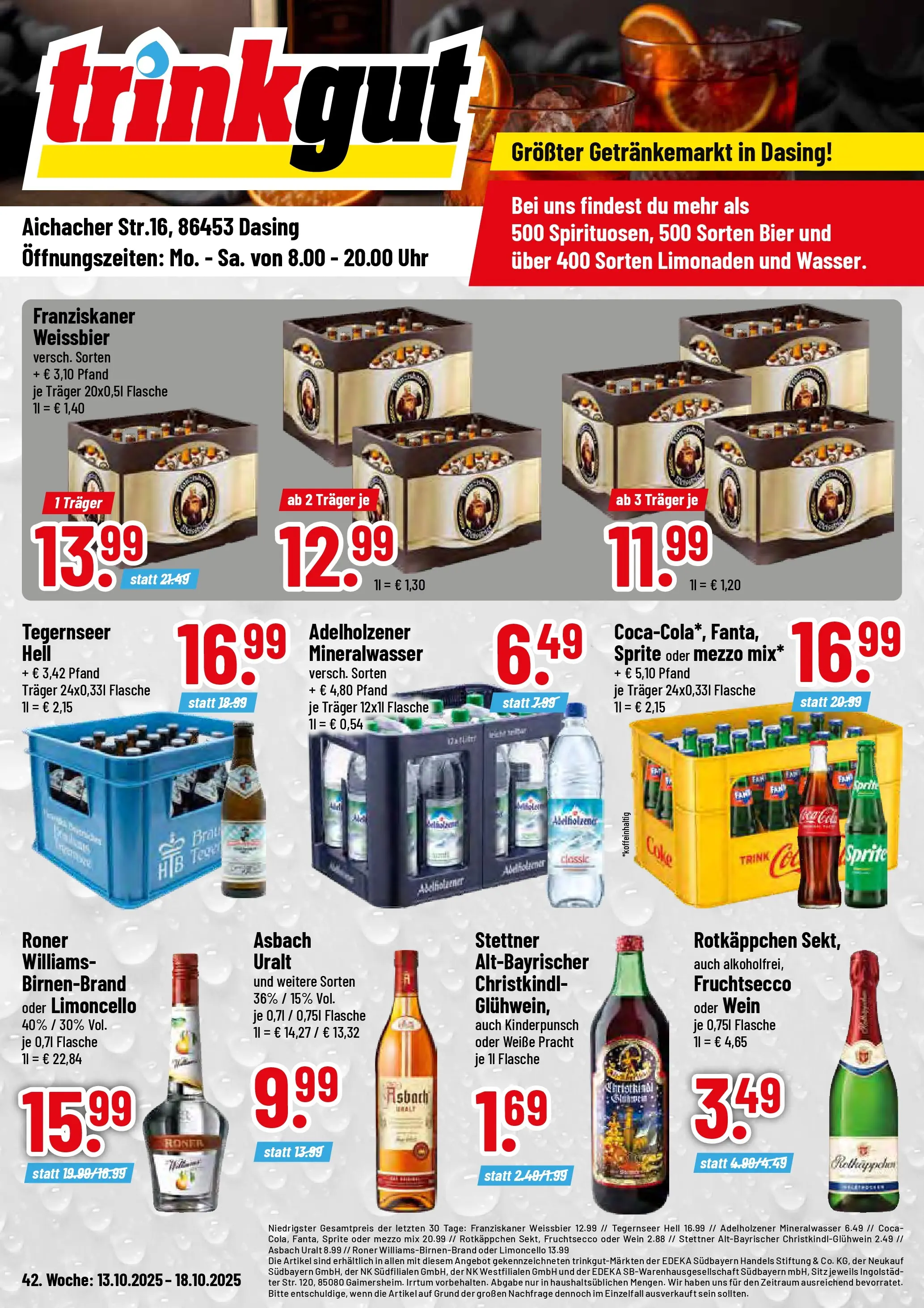 Trinkgut - trinkgut: Wochenangebote (ab 13.10.2025) » Angebote online | Seite: 1 | Produkte: Mezzo mix, Sprite, Bier, Oder mezzo mix