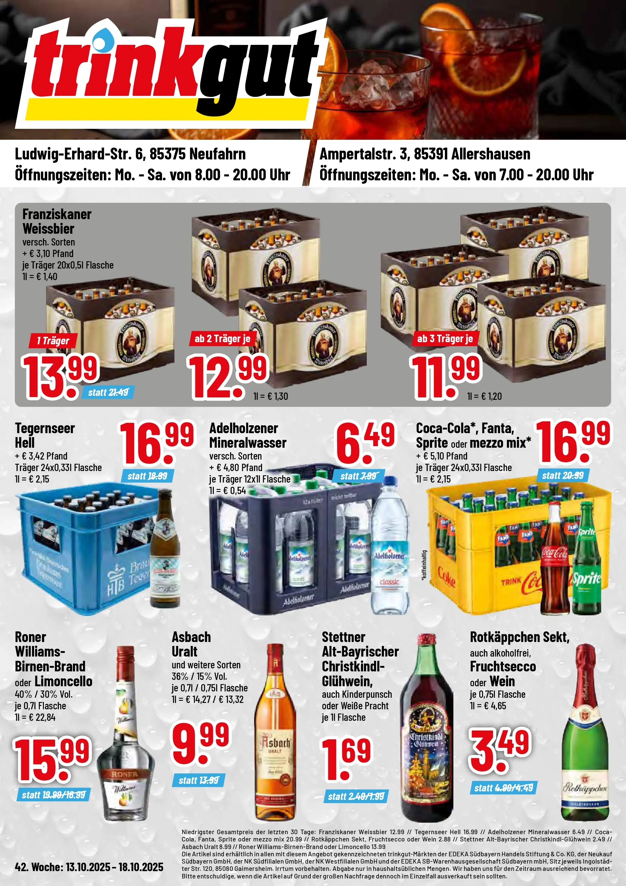 Trinkgut - trinkgut: Wochenangebote (ab 13.10.2025) » Angebote online | Seite: 1 | Produkte: Sprite, Mineralwasser, Oder mezzo mix, Wein