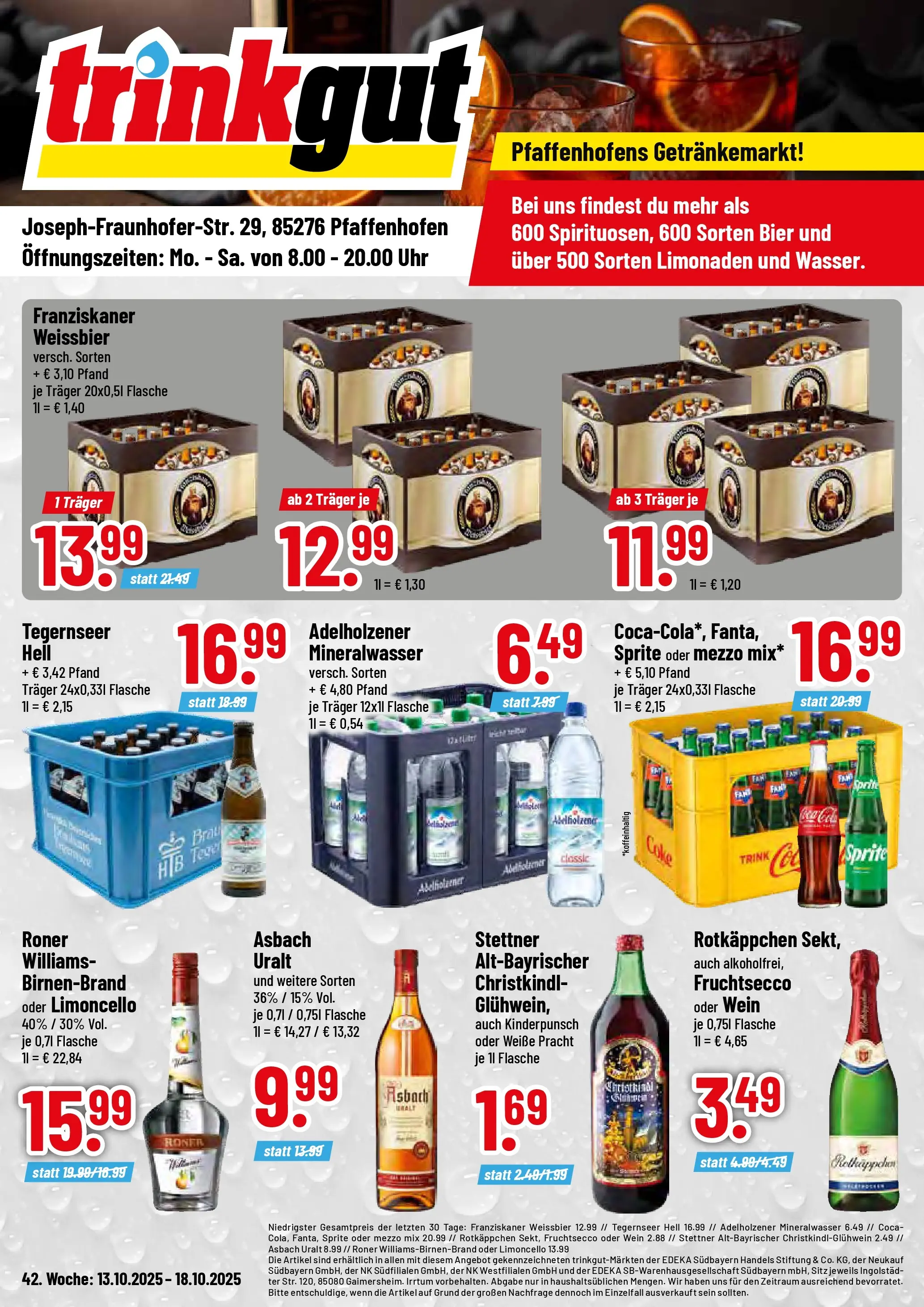 Trinkgut - trinkgut: Wochenangebote (ab 13.10.2025) » Angebote online | Seite: 1 | Produkte: Sprite, Bier, Wein, Uhr
