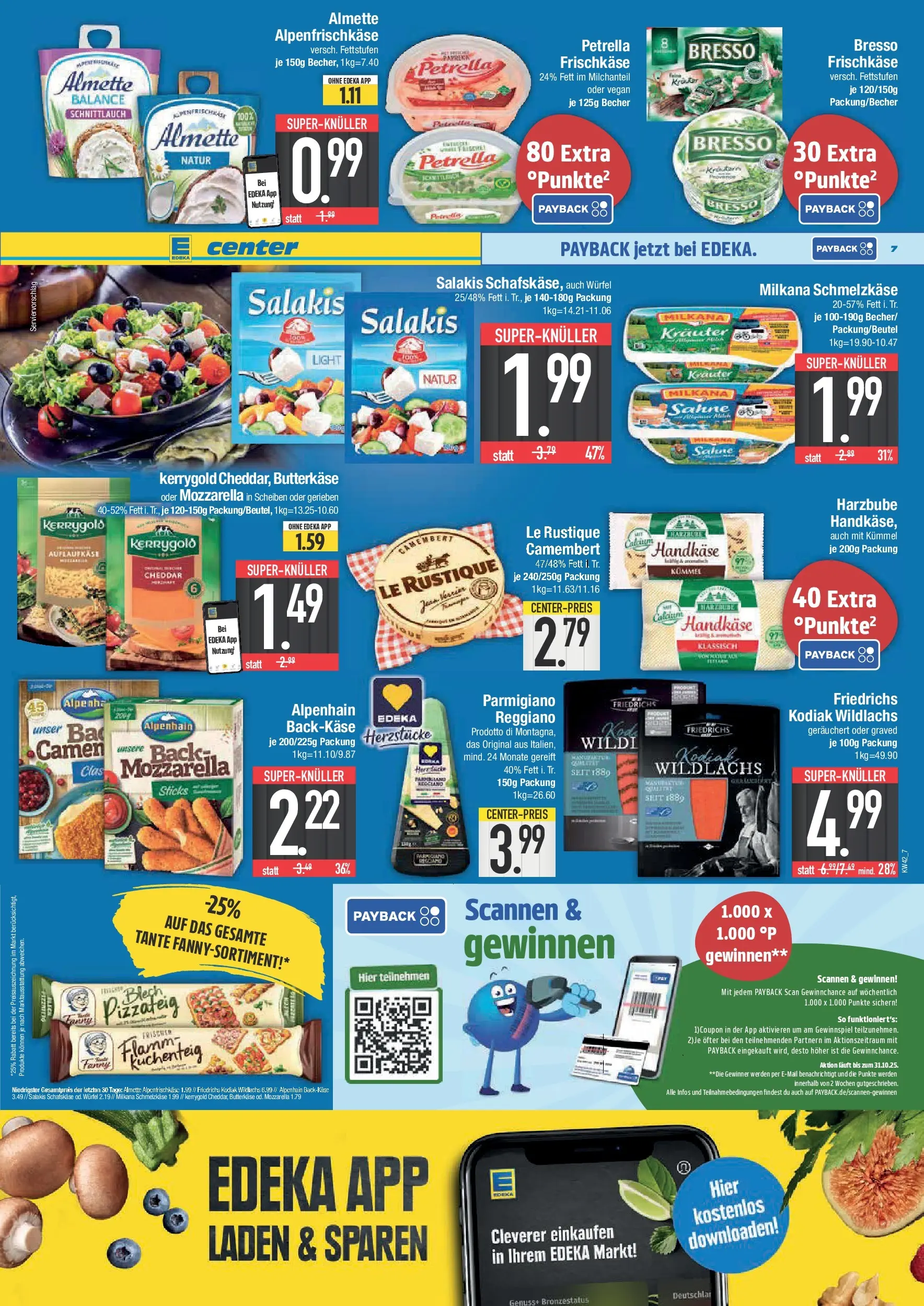 Edeka prospekt Straubing	 (ab 13.10.2025) » Angebote Online | Seite: 7 | Produkte: Milkana, Mozzarella, Salakis, Frischkase