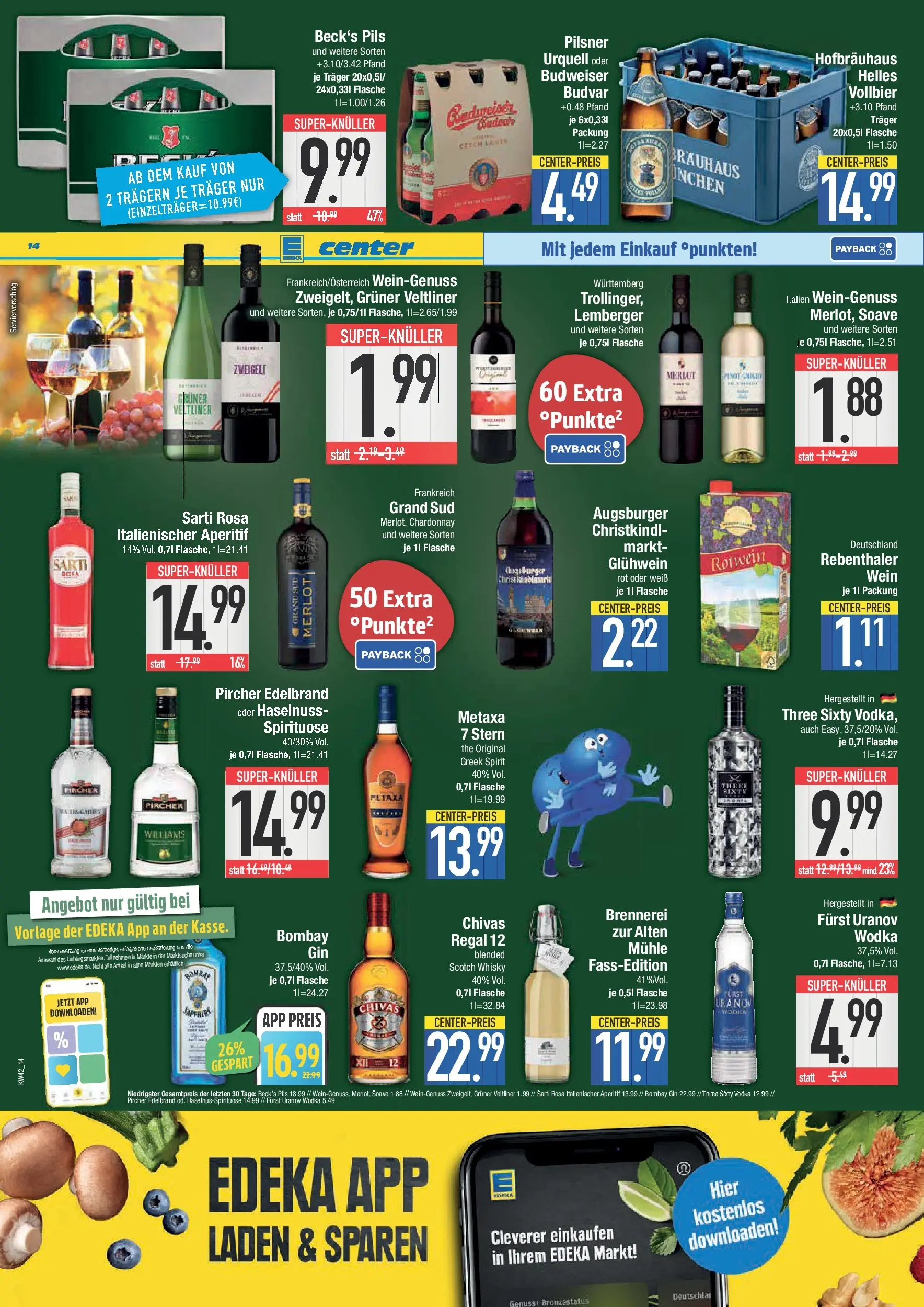 Edeka prospekt Straubing	 (ab 13.10.2025) » Angebote Online | Seite: 14 | Produkte: Mühle, Wein, Gin, Wodka