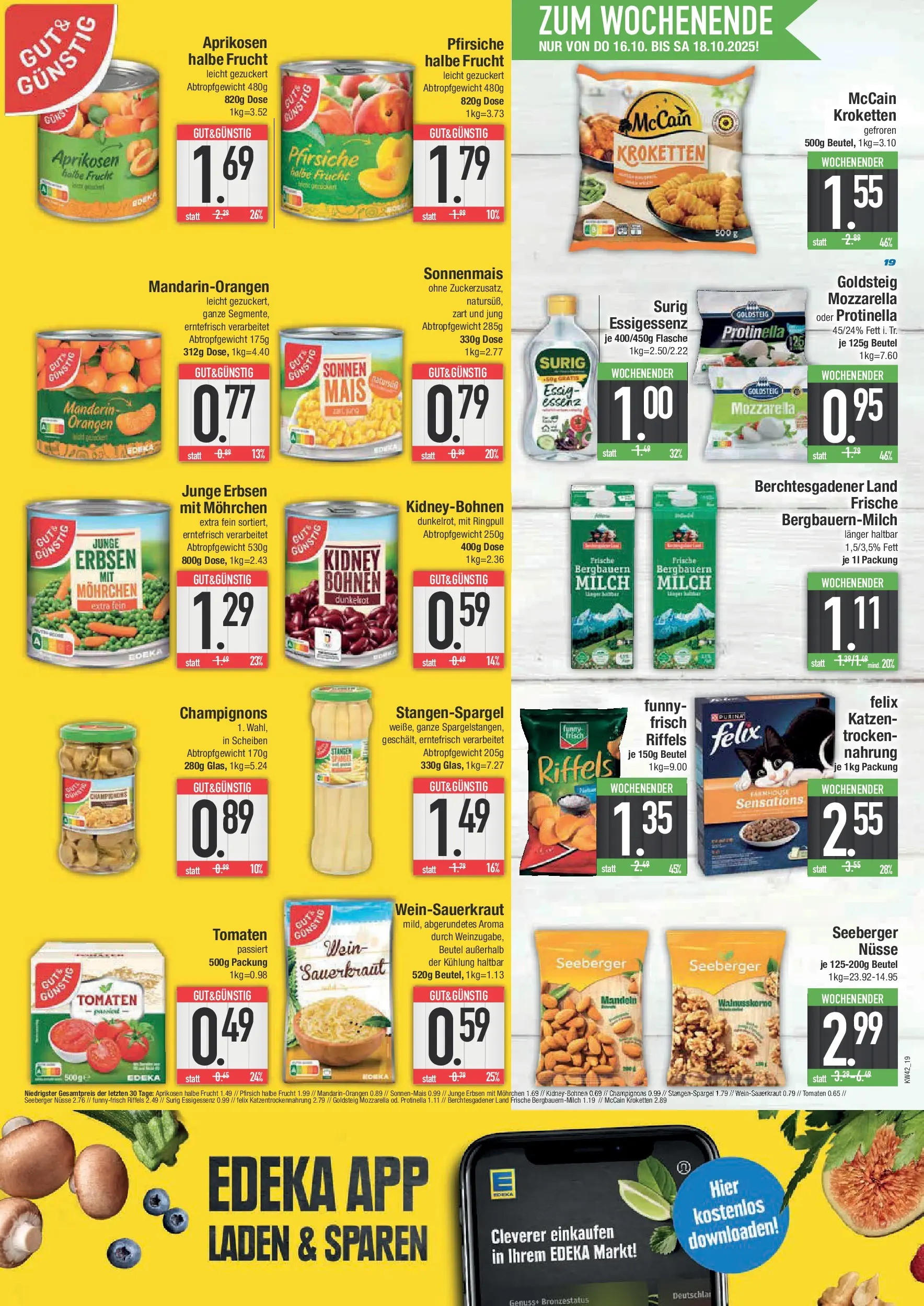 Edeka prospekt Schwabmünchen	 (ab 13.10.2025) » Angebote Online | Seite: 23 | Produkte: Mozzarella, Orangen, Champignons, Pfirsich