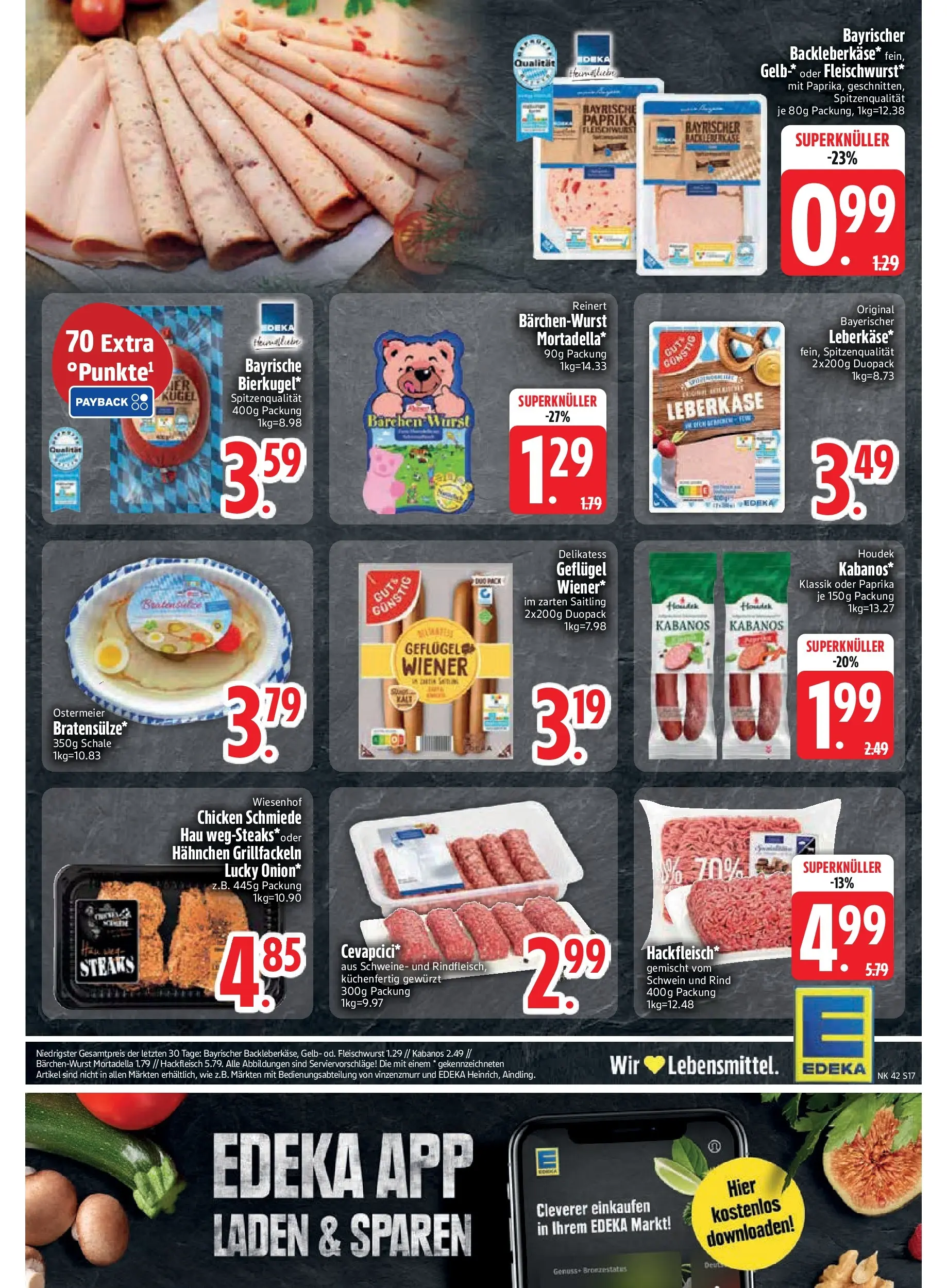 Edeka prospekt Unterföhring	 (ab 12.10.2025) » Angebote Online | Seite: 19 | Produkte: Hahnchen, Wurst, Hackfleisch, Leberkase