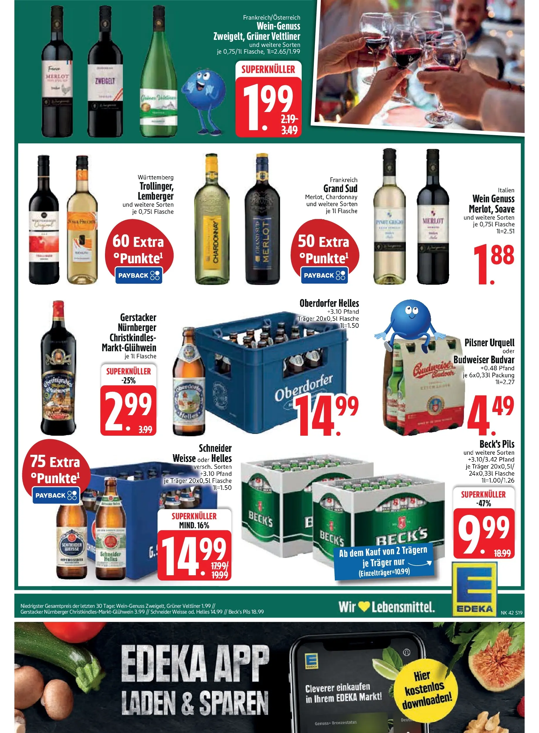 Edeka prospekt Unterföhring	 (ab 12.10.2025) » Angebote Online | Seite: 21 | Produkte: Merlot, Pils, Budweiser, Wein