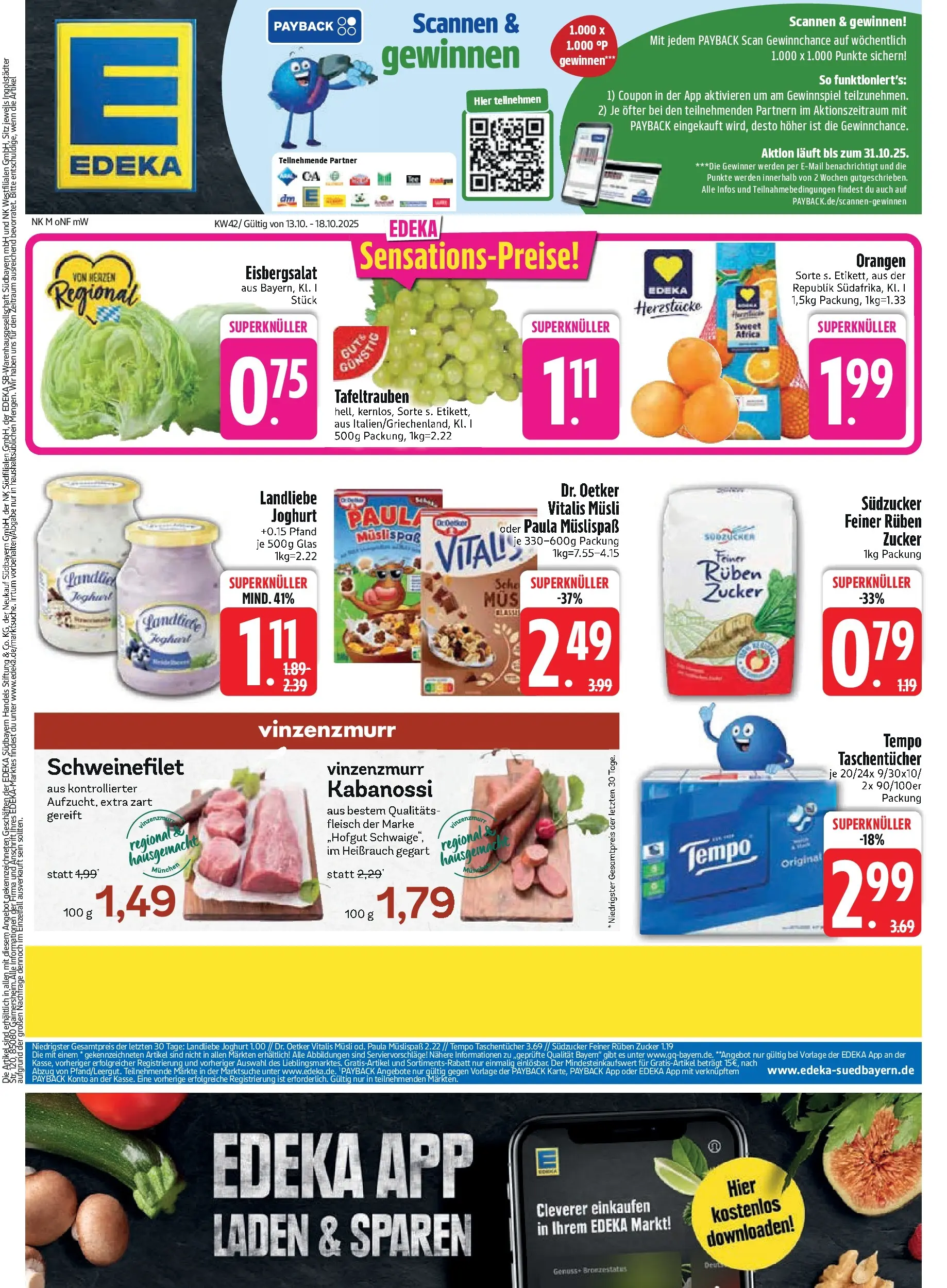 Edeka prospekt Unterföhring	 (ab 12.10.2025) » Angebote Online | Seite: 3 | Produkte: Musli, Orangen, Schweinefilet, Landliebe joghurt