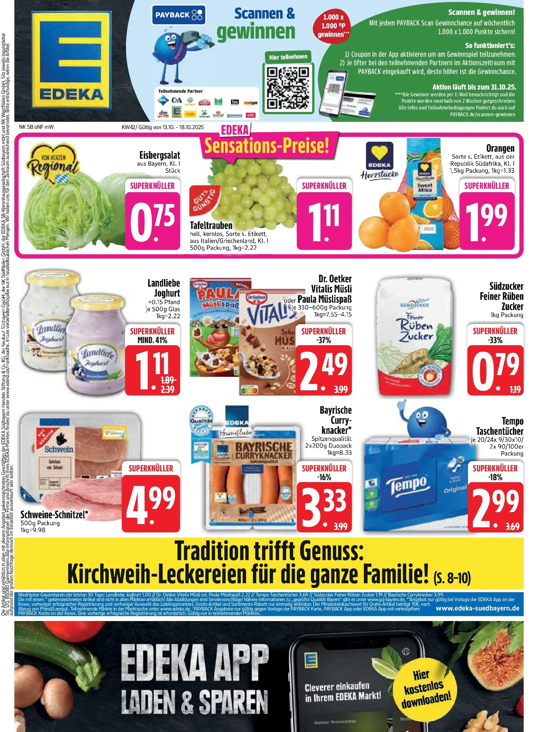 Edeka prospekt Bodenwöhr	 (ab 13.10.2025) » Angebote Online | Seite: 3 | Produkte: Musli, Eisbergsalat, Zucker, Landliebe joghurt