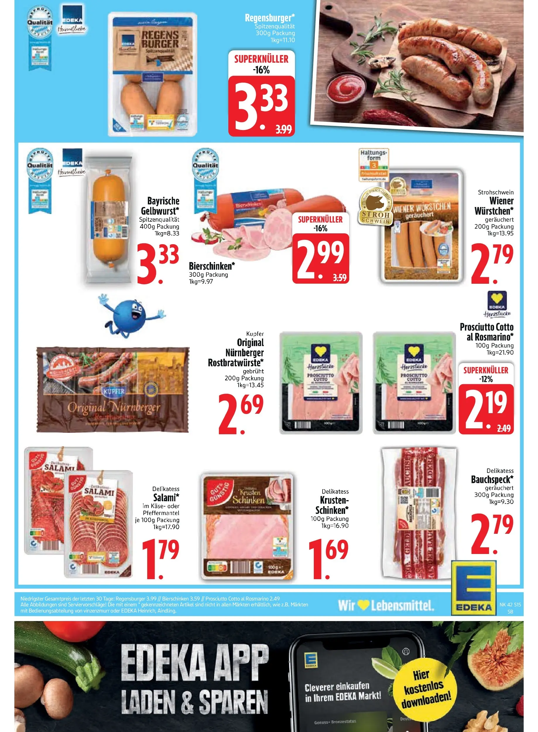 Edeka prospekt Bodenwöhr	 (ab 13.10.2025) » Angebote Online | Seite: 17 | Produkte: Wiener wurstchen, Käse, Salami, Schinken