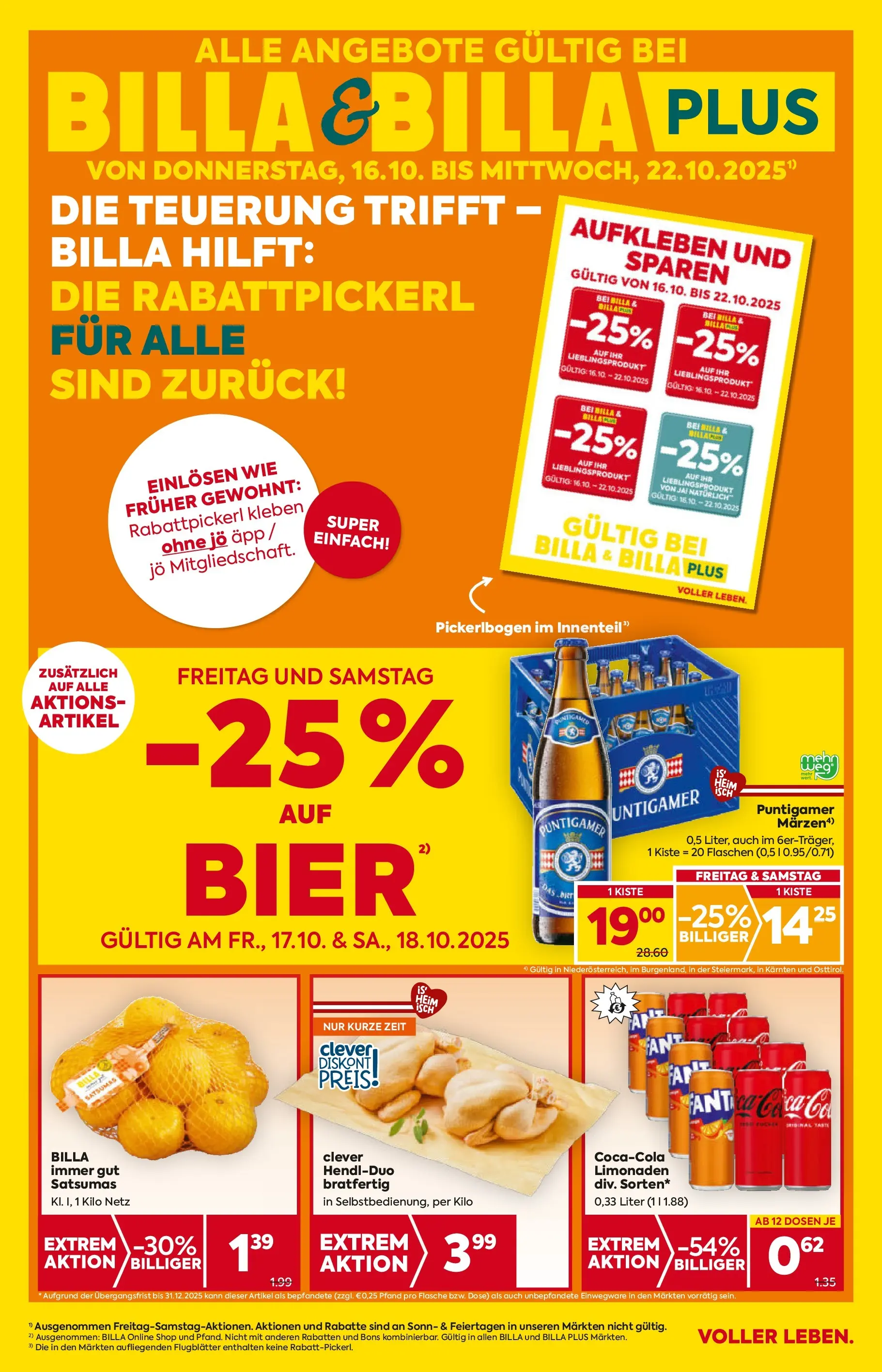 Billa - BILLA: Flugblatt gültig bei BILLA & BILLA PLUS ab 15.10.2025 - Angebote, Prospekt | Seite: 1 | Produkte: Bier