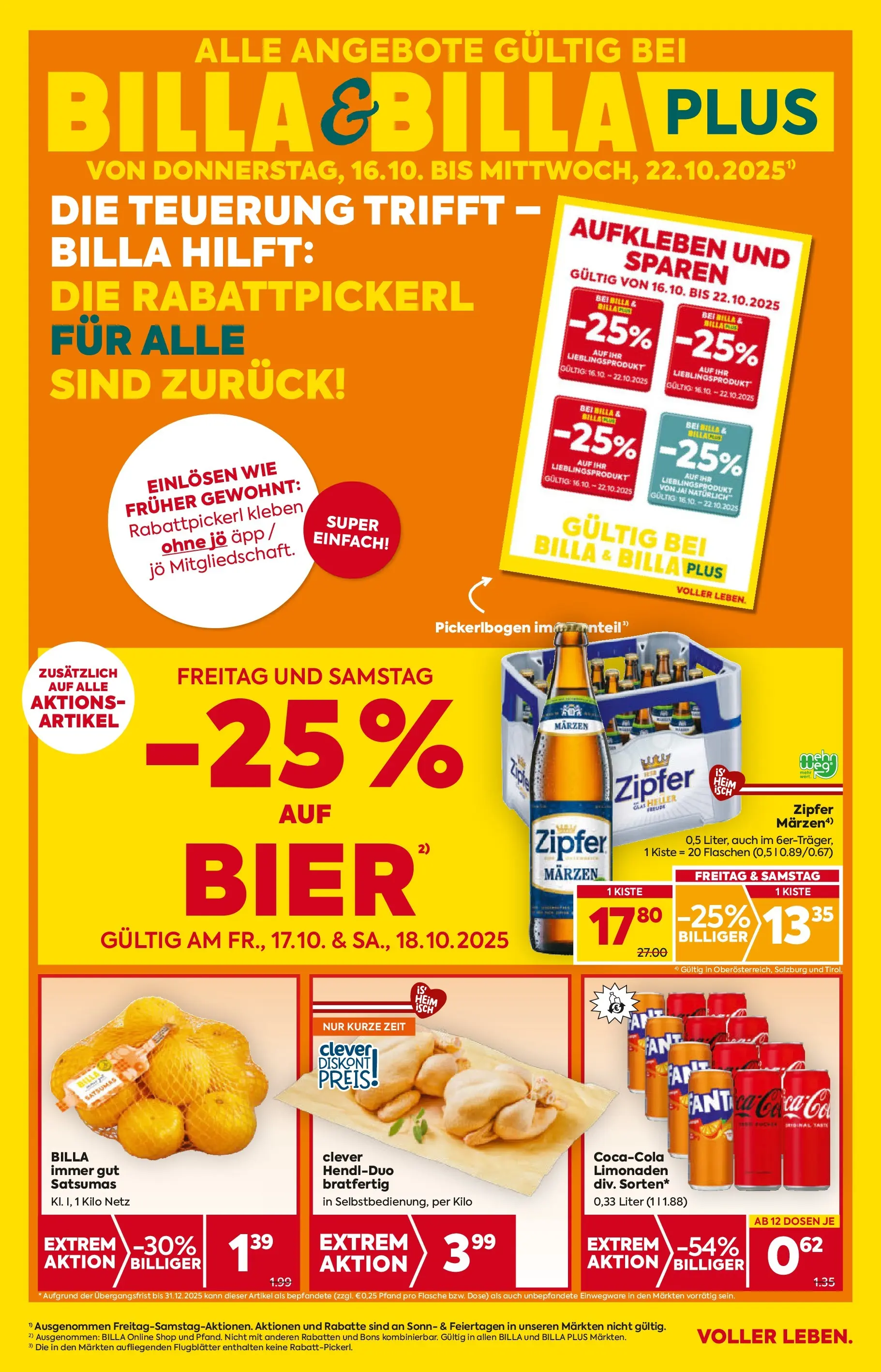 Billa - BILLA: Flugblatt gültig bei BILLA & BILLA PLUS ab 15.10.2025 - Angebote, Prospekt | Seite: 1 | Produkte: Bier