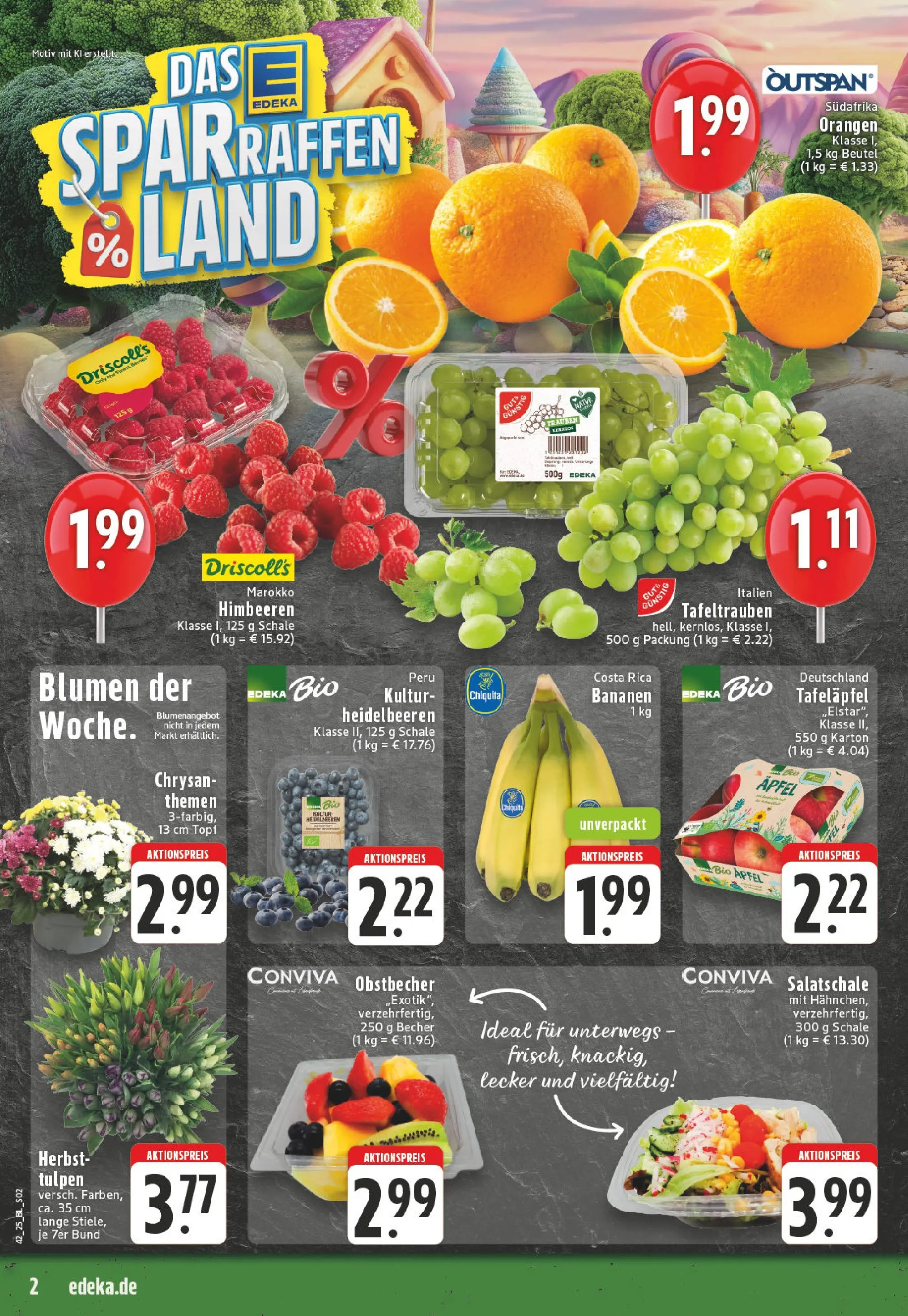 Edeka prospekt Essen	 (ab 13.10.2025) » Angebote Online | Seite: 2 | Produkte: Himbeeren, Trauben, Äpfel, Bananen