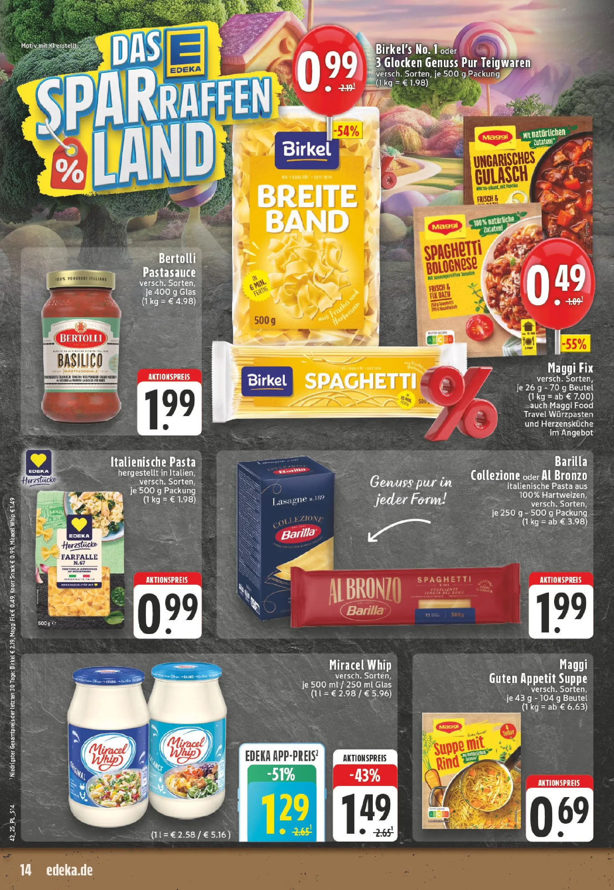 Edeka prospekt Bornheim	 (ab 13.10.2025) » Angebote Online | Seite: 14 | Produkte: Maggi, Miracel whip, Maggi fix, Pasta