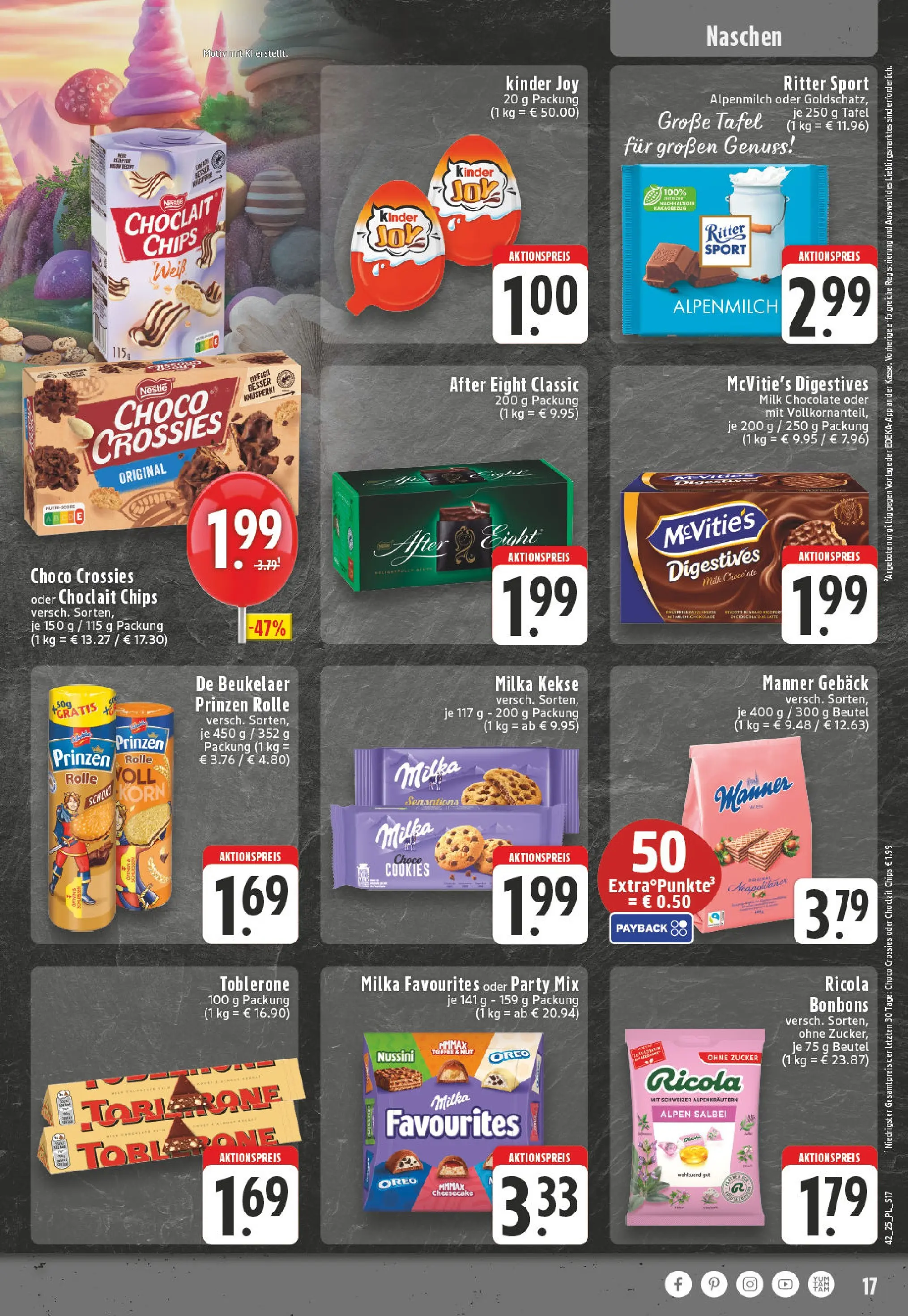 Edeka prospekt Bornheim	 (ab 13.10.2025) » Angebote Online | Seite: 17 | Produkte: Ritter sport, Zucker, Chips, Kekse