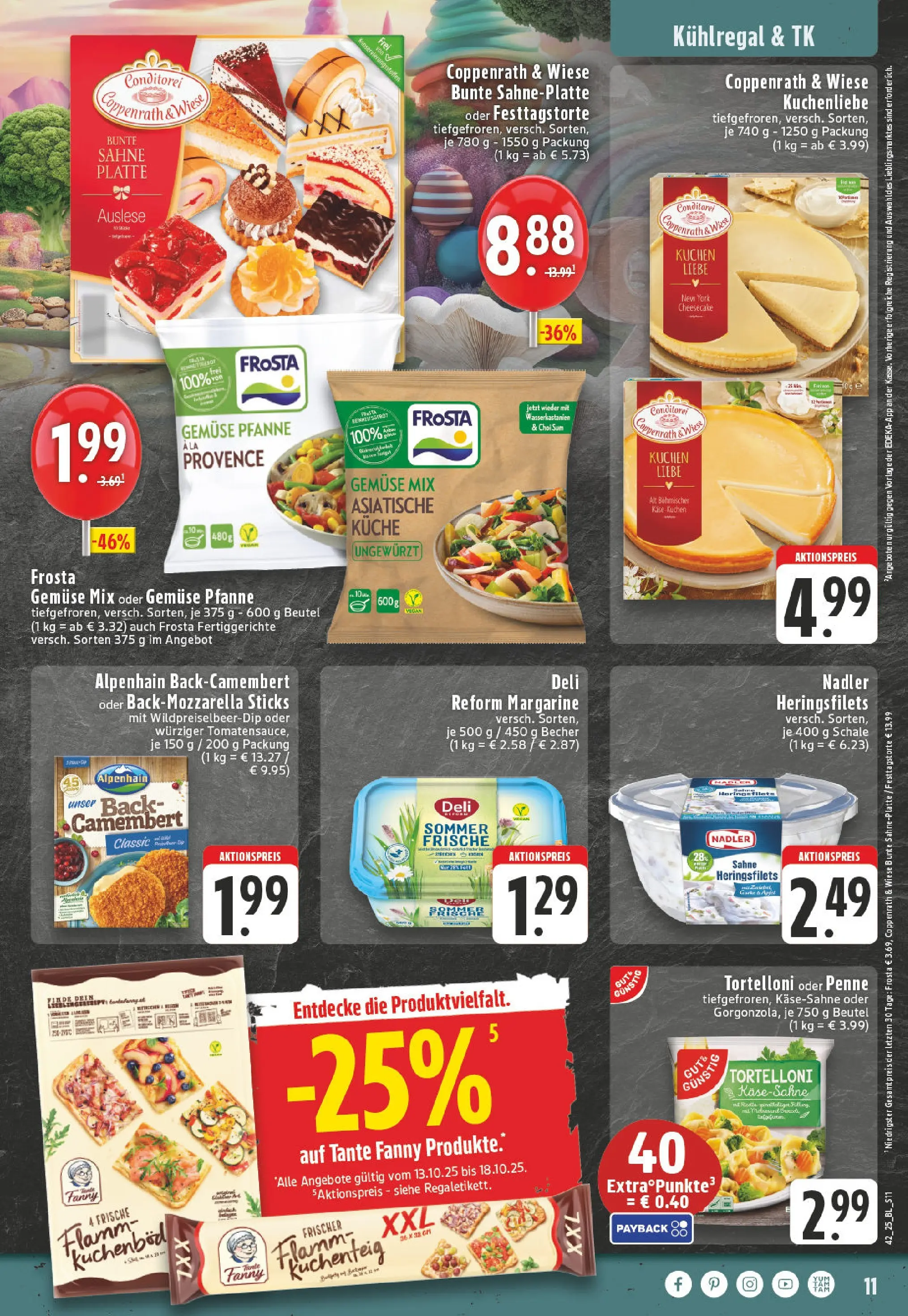 Edeka prospekt Essen	 (ab 13.10.2025) » Angebote Online | Seite: 11 | Produkte: Käse, Frosta, Pasta, Deli reform