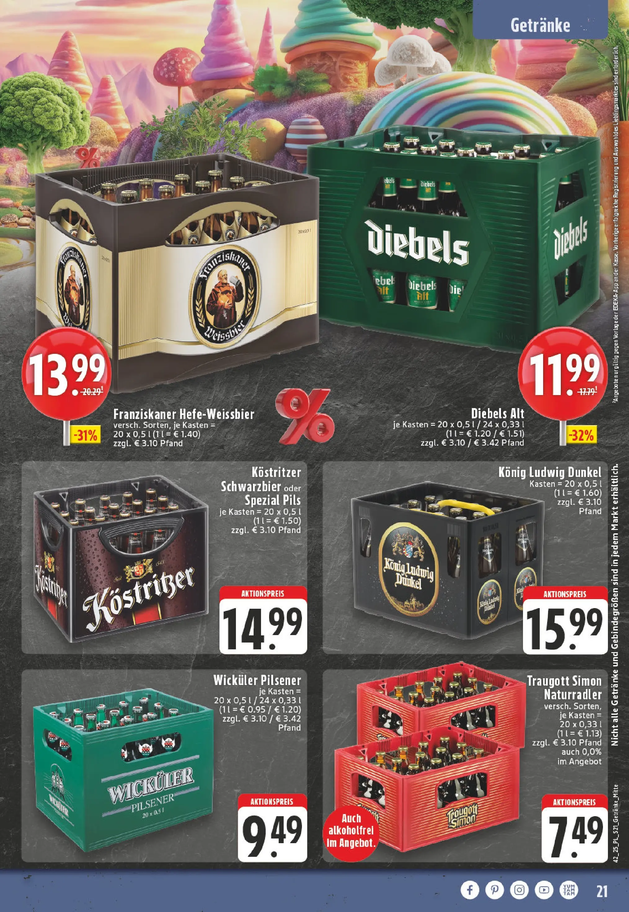 Edeka prospekt Herne - Eickel	 (ab 13.10.2025) » Angebote Online | Seite: 21 | Produkte: Franziskaner, Kostritzer, Pils, Diebels