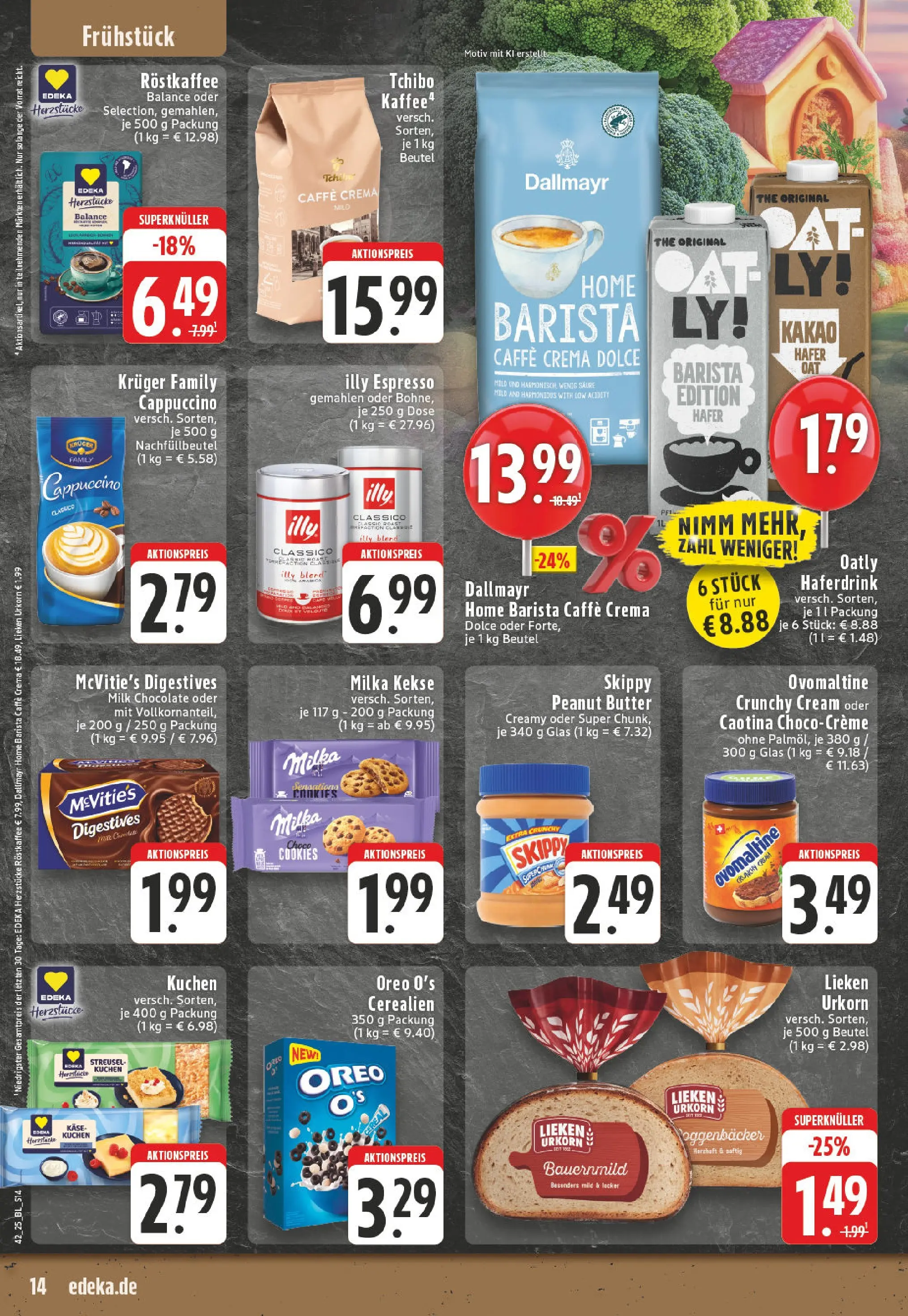 Edeka prospekt Essen	 (ab 13.10.2025) » Angebote Online | Seite: 14 | Produkte: Ovomaltine, Haferdrink, Oatly, Kuchen