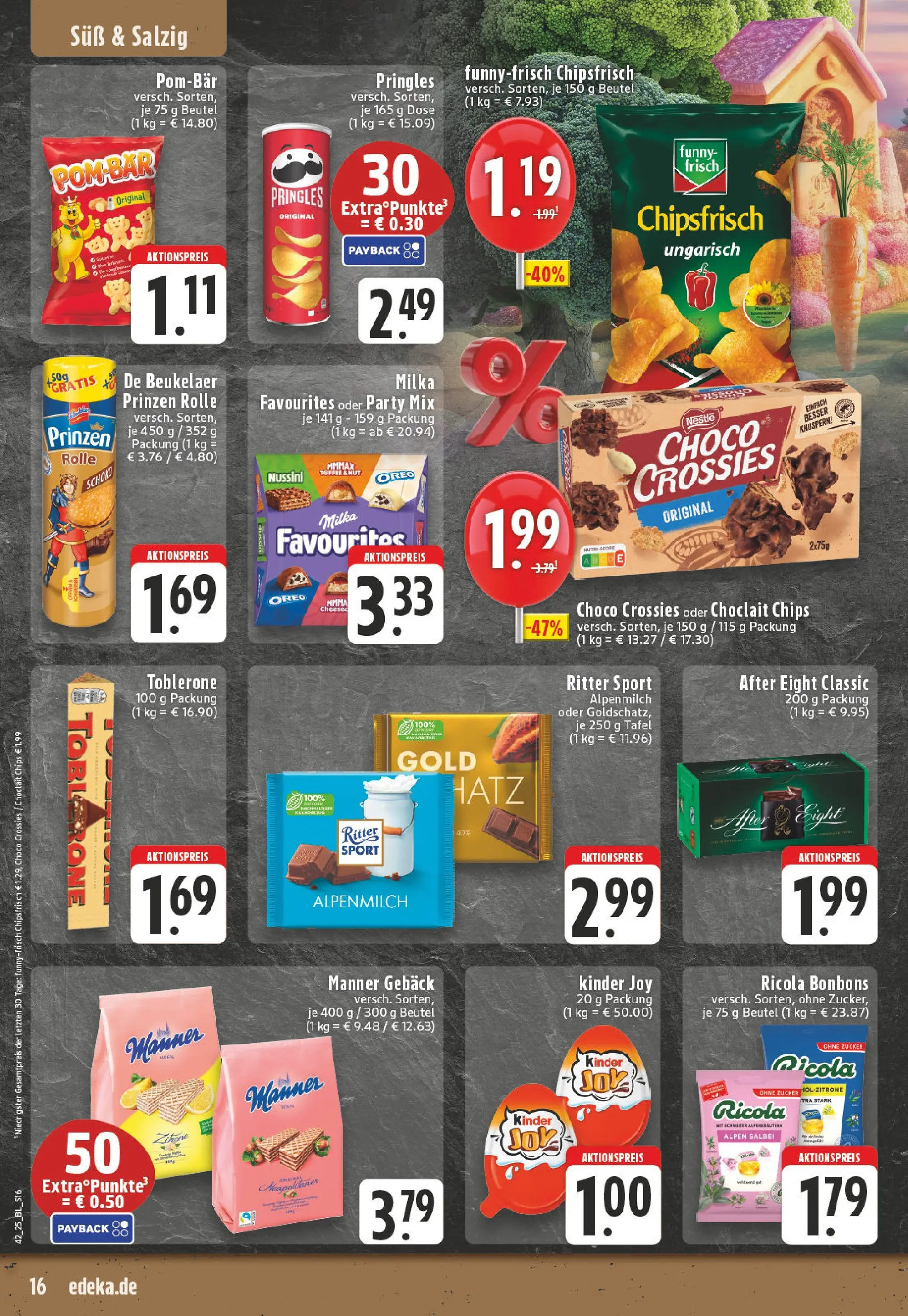 Edeka prospekt Essen	 (ab 13.10.2025) » Angebote Online | Seite: 16 | Produkte: Kinder joy, POM-BÄR, Zucker, Chips