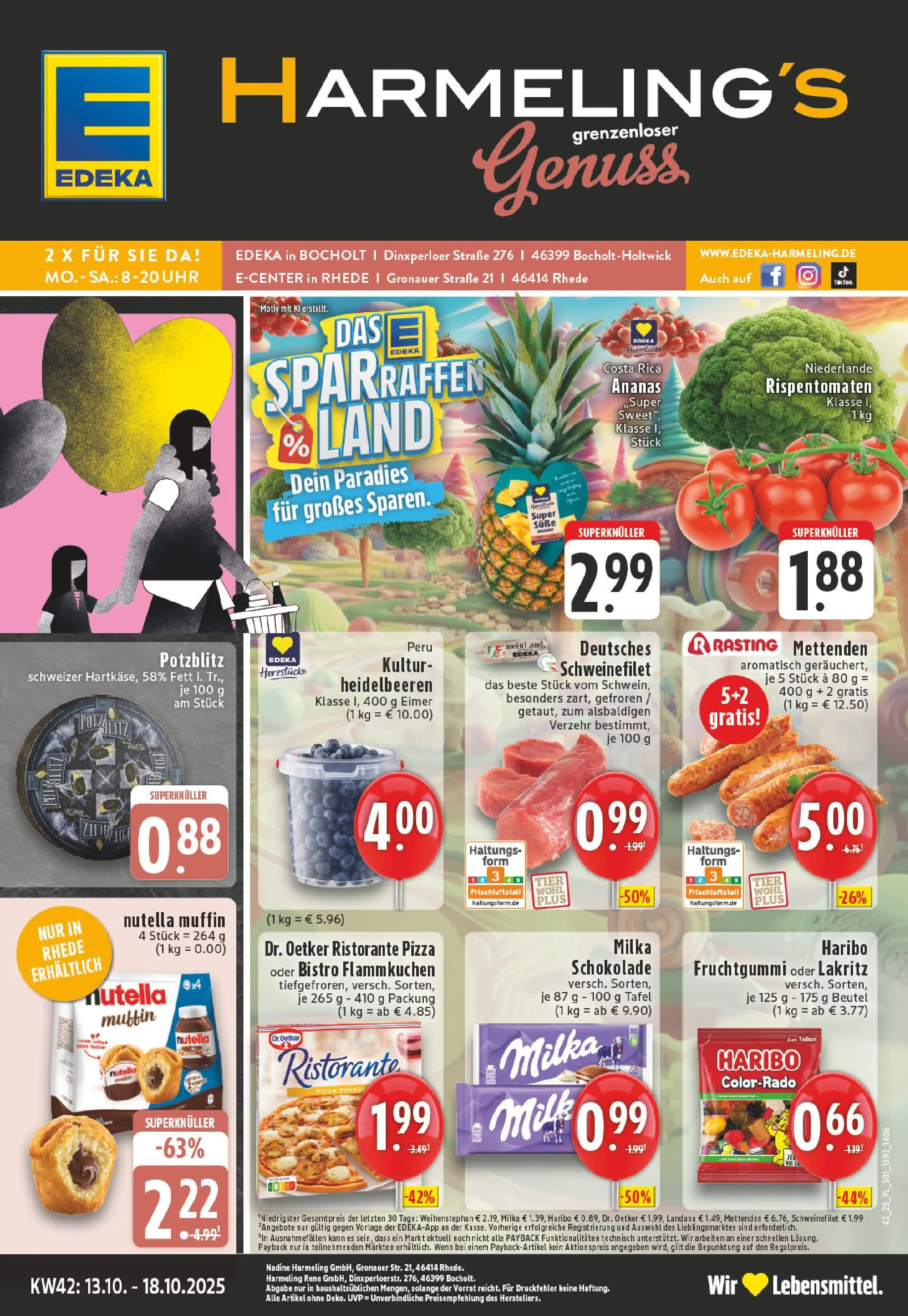 Edeka prospekt Bocholt - Holtwick	 (ab 13.10.2025) » Angebote Online | Seite: 1 | Produkte: Schokolade, Ananas, Nutella, Heidelbeeren