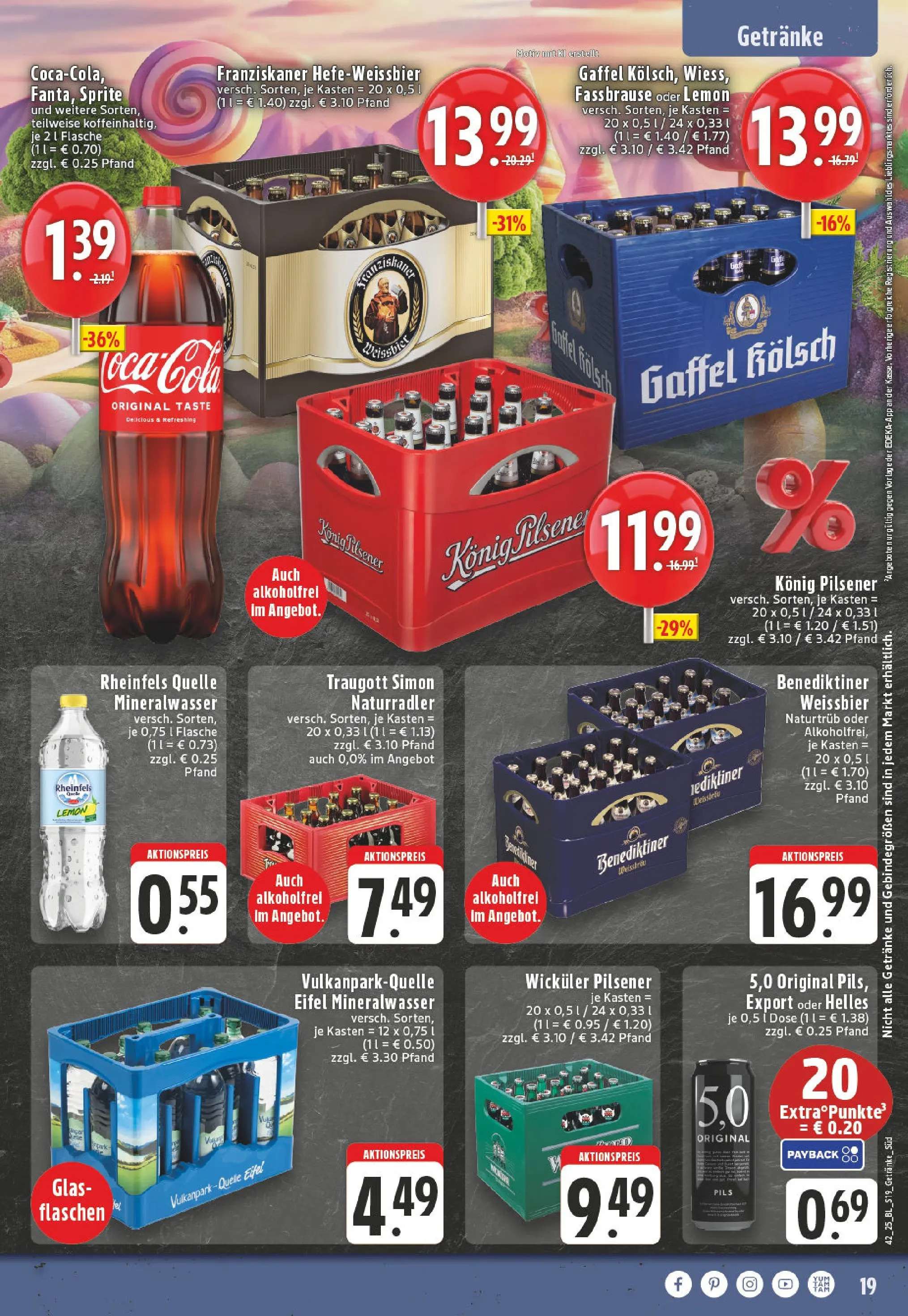 Edeka prospekt Langerwehe	 (ab 13.10.2025) » Angebote Online | Seite: 19 | Produkte: Franziskaner, Weißbier, Mineralwasser, Fassbrause