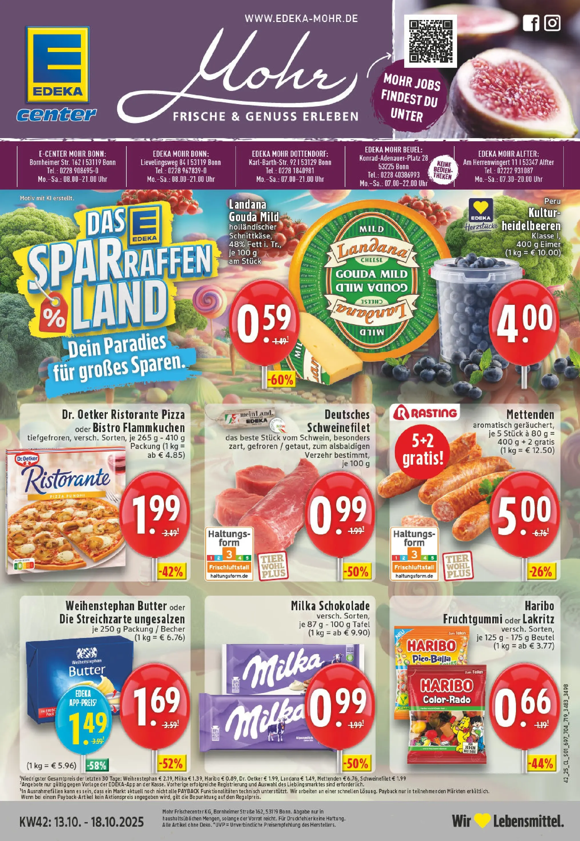 Edeka prospekt Bonn	 (ab 13.10.2025) » Angebote Online | Seite: 1 | Produkte: Schokolade, Milka schokolade, Weihenstephan butter, Pizza