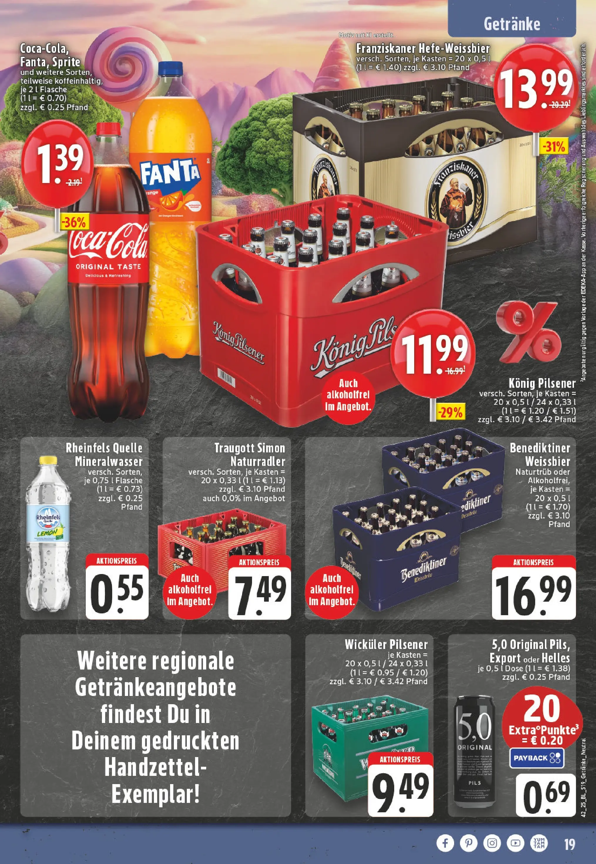 Edeka prospekt Winterberg-Zueschen	 (ab 13.10.2025) » Angebote Online | Seite: 19 | Produkte: Coca cola, Pils, Radler, Rheinfels quelle