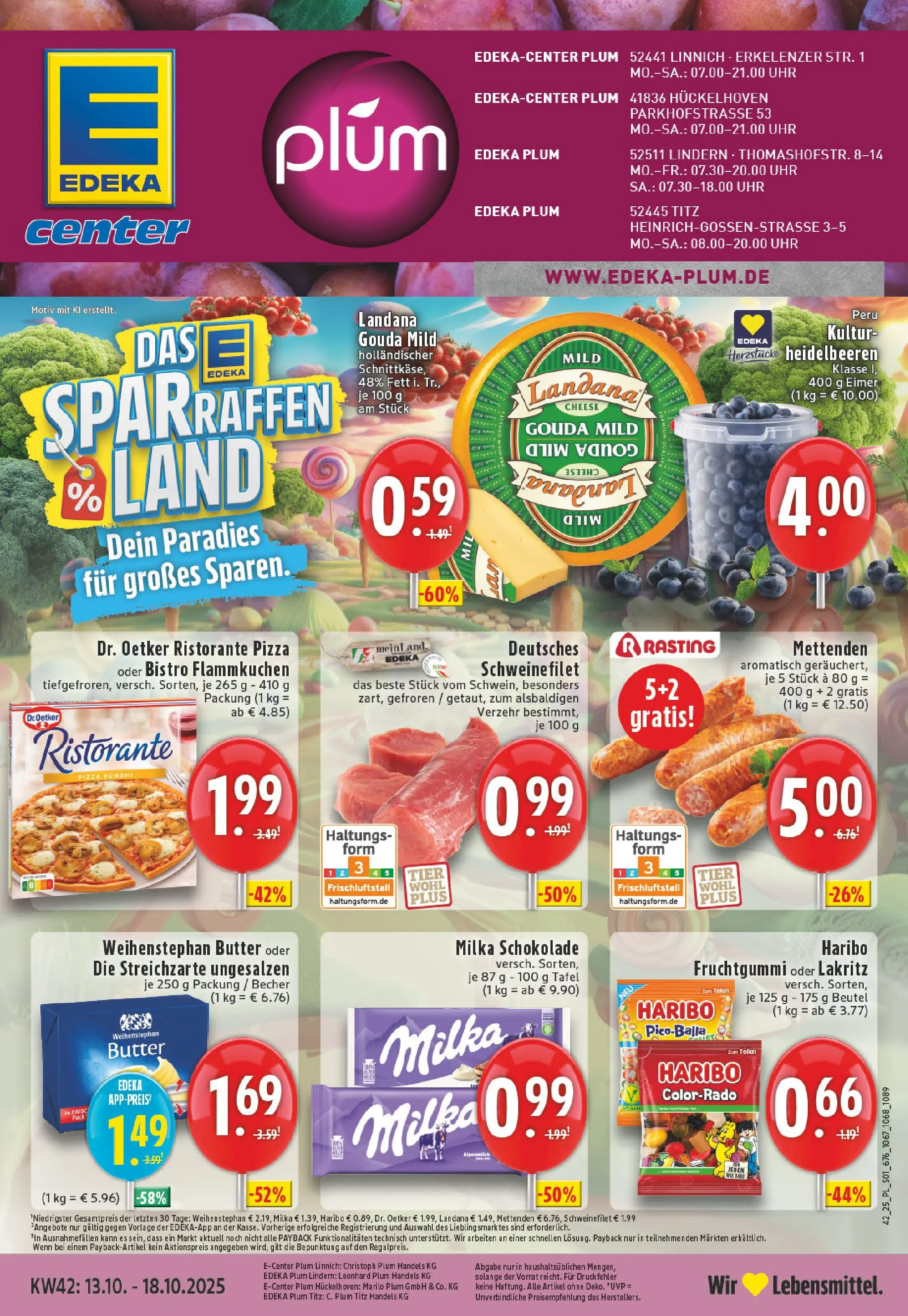Edeka prospekt Linnich	 (ab 13.10.2025) » Angebote Online | Seite: 1 | Produkte: Haribo, Butter, Schokolade, Milka schokolade
