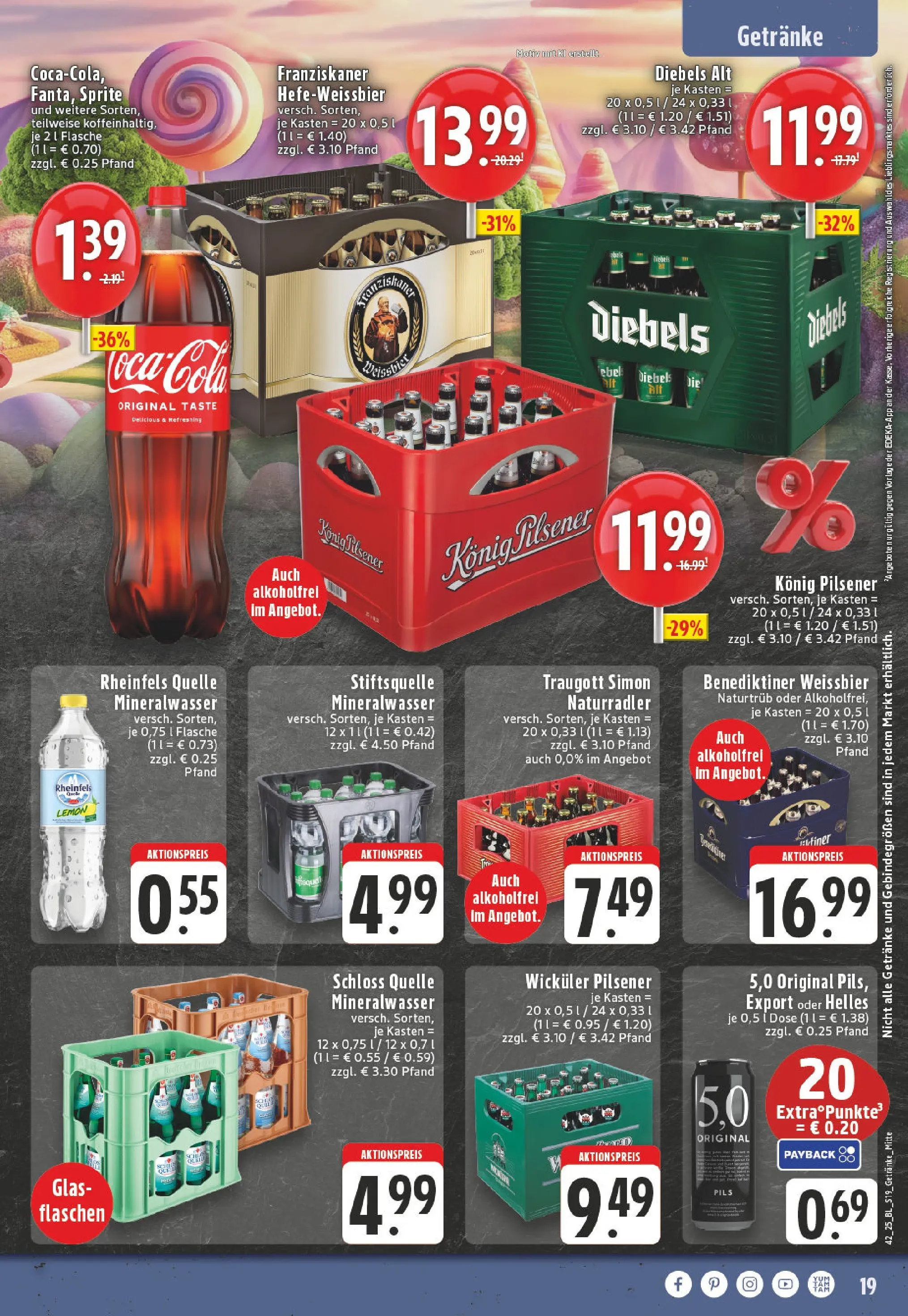 Edeka prospekt Essen	 (ab 13.10.2025) » Angebote Online | Seite: 19 | Produkte: Coca cola, Konig pilsener, Radler, Rheinfels quelle