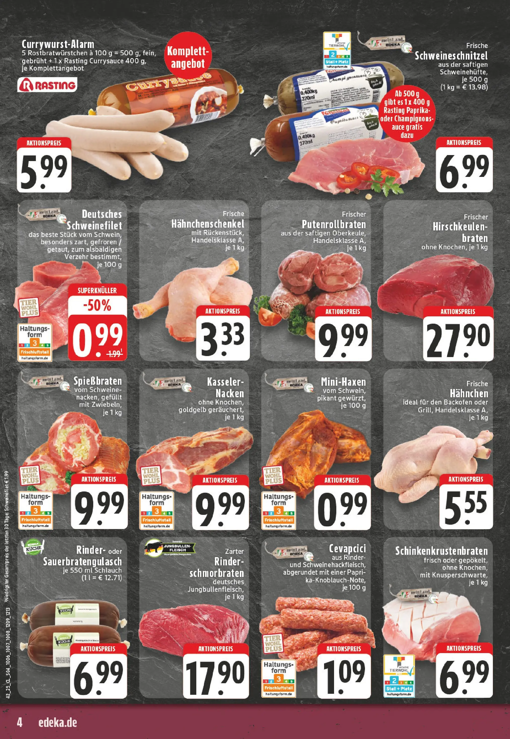 Edeka prospekt Dorsten	 (ab 13.10.2025) » Angebote Online | Seite: 4 | Produkte: Hahnchen, Schnitzel, Champignons, Paprika