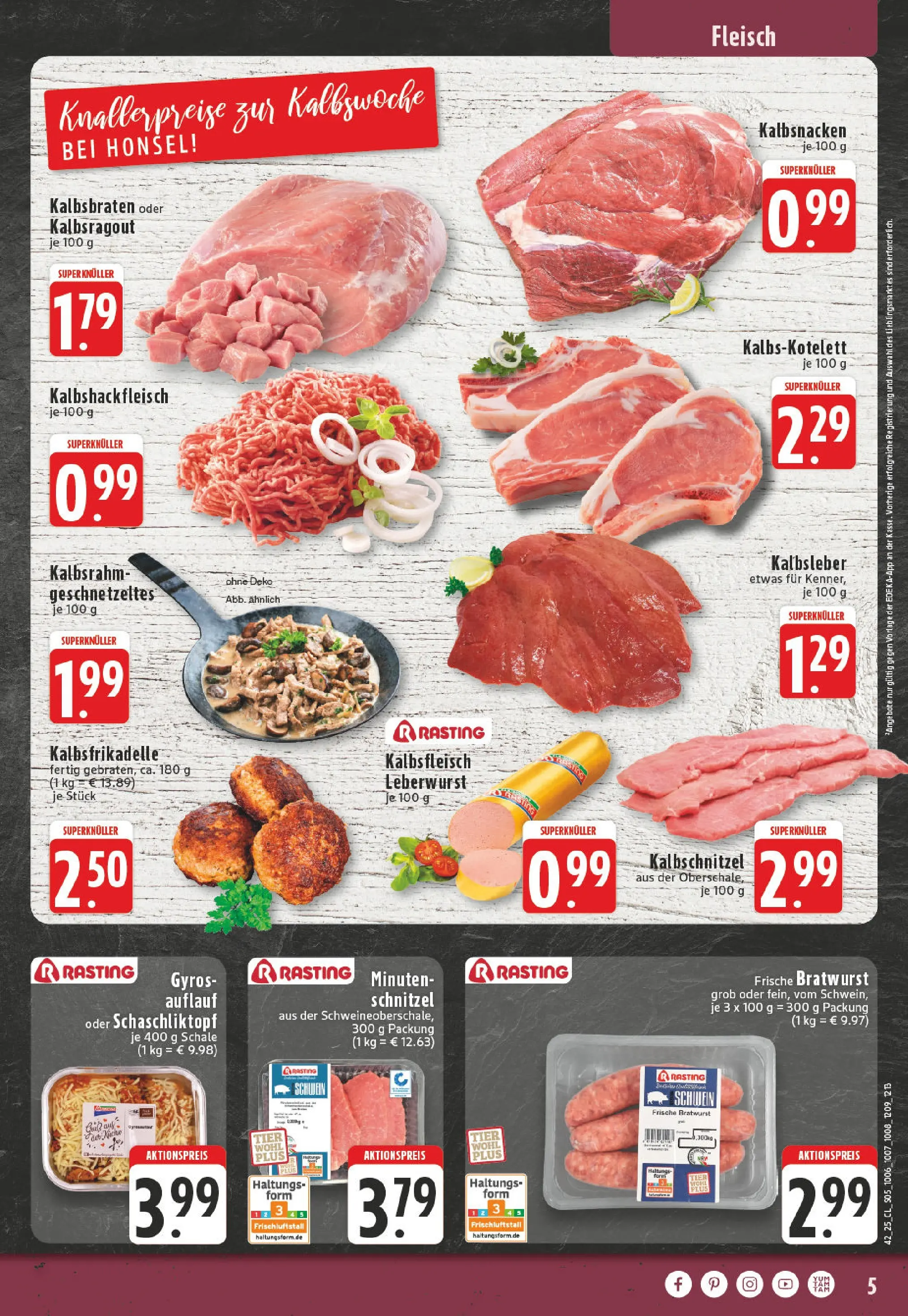 Edeka prospekt Dorsten	 (ab 13.10.2025) » Angebote Online | Seite: 5 | Produkte: Bratwurst, Schnitzel, Kalbsleber, Steak