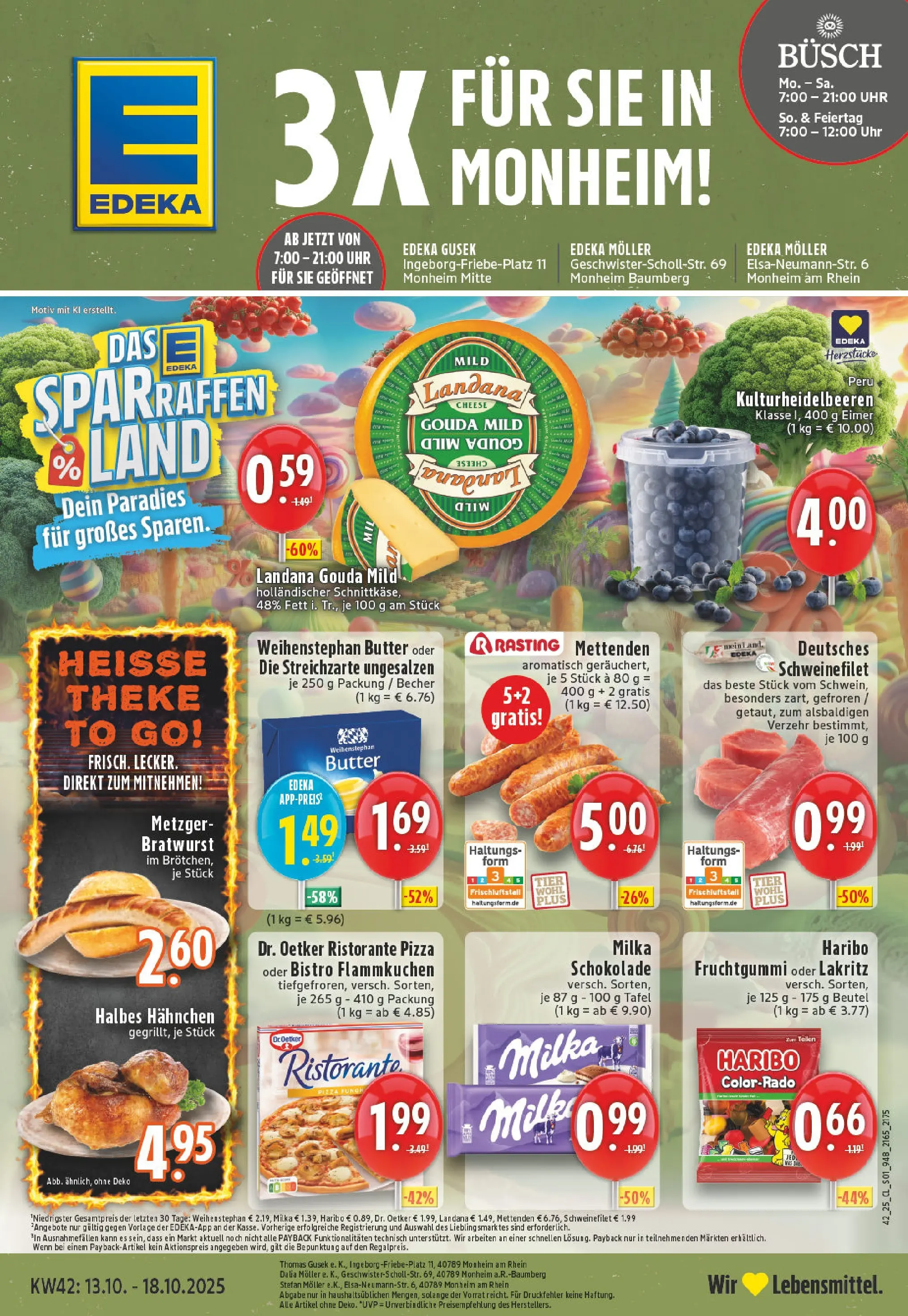 Edeka prospekt Monheim-Baumberg	 (ab 13.10.2025) » Angebote Online | Seite: 1 | Produkte: Ristorante, Theke, Gouda, Bratwurst