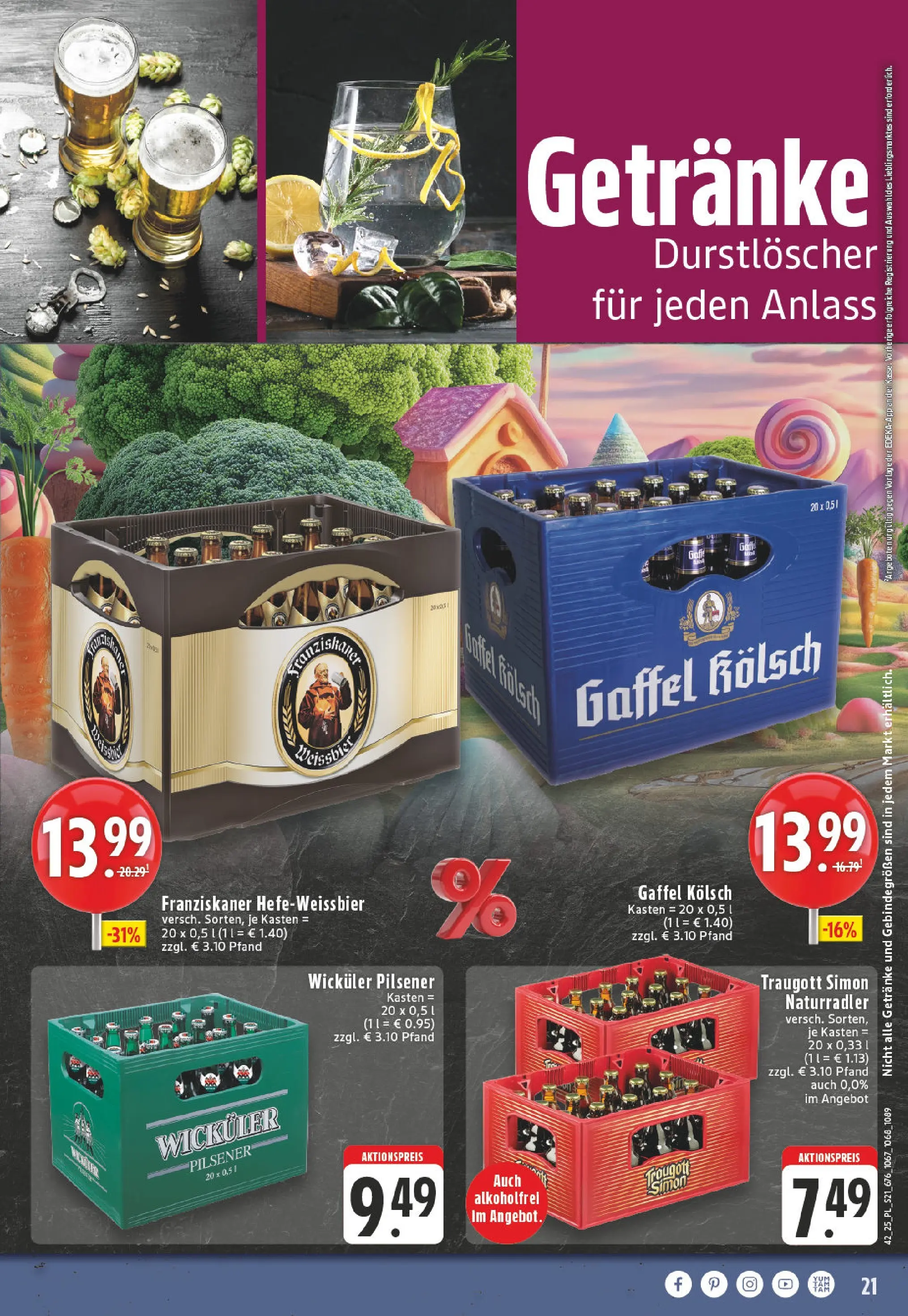 Edeka prospekt Linnich	 (ab 13.10.2025) » Angebote Online | Seite: 21 | Produkte: Durstloscher, Franziskaner, Radler