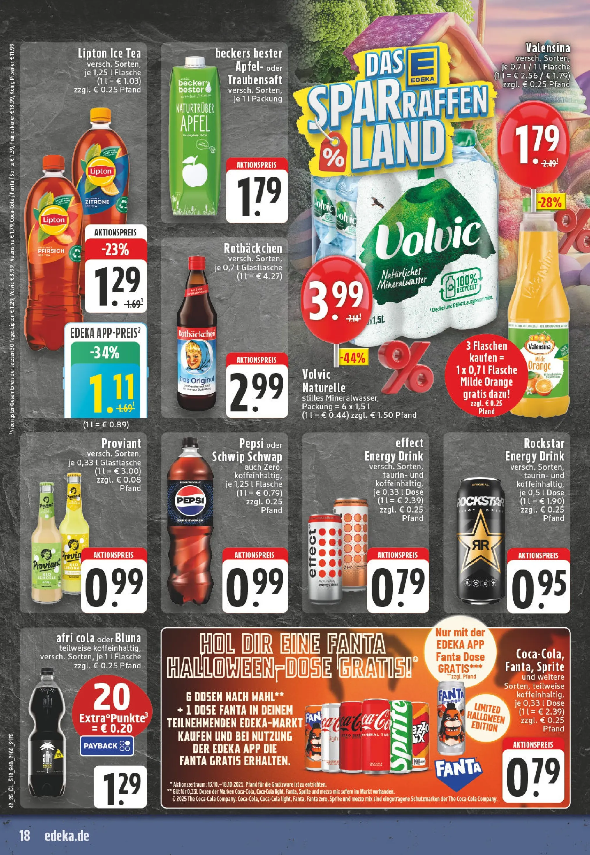Edeka prospekt Monheim-Baumberg	 (ab 13.10.2025) » Angebote Online | Seite: 18 | Produkte: Fanta, Konig pilsener, Pfirsich, Volvic