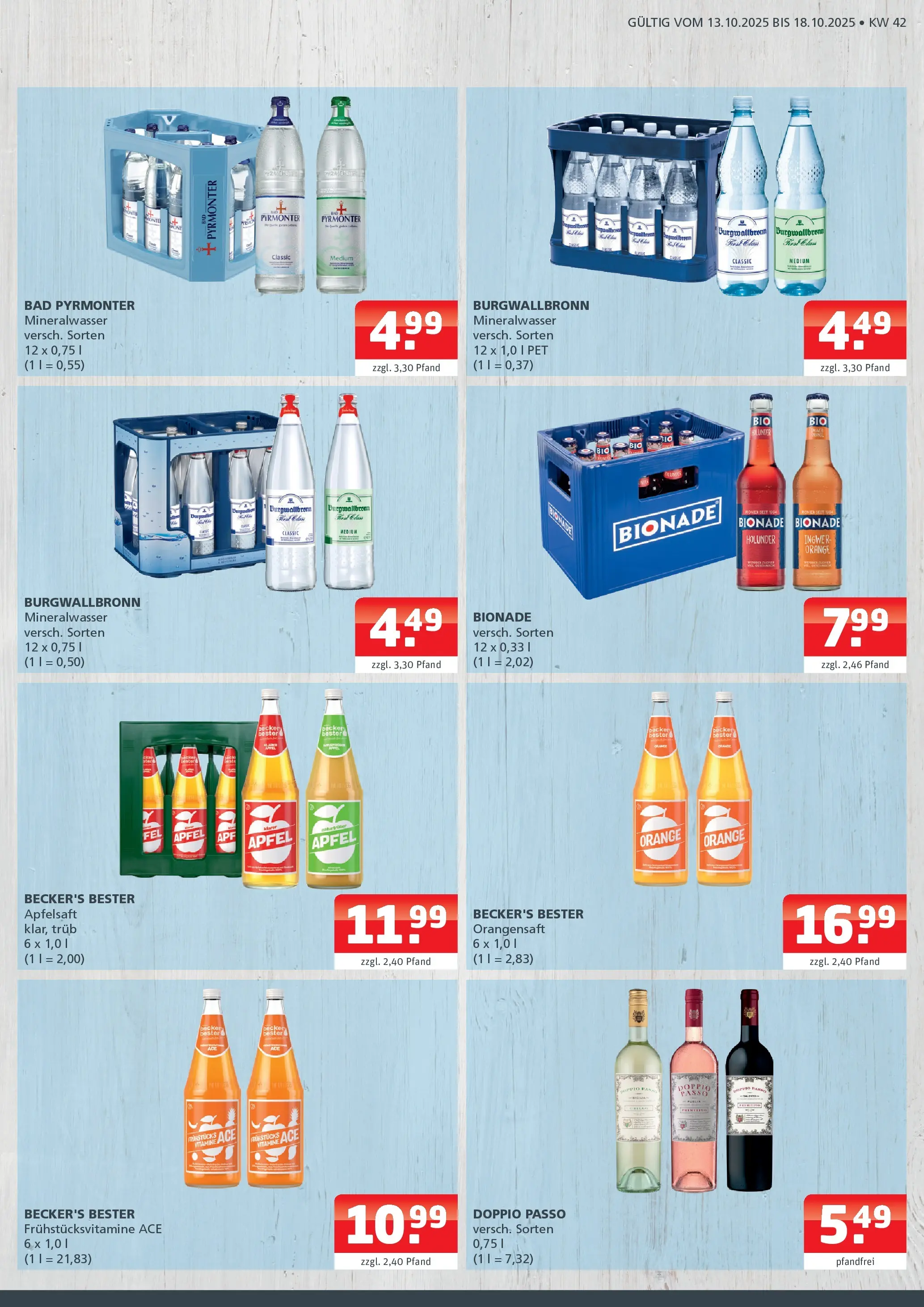 Entdecke - Getränke Ellerkamp: Getränkeangebote (ab 12.10.2025) zum Blättern | Seite: 3 | Produkte: Äpfel, Bionade, Orangensaft, Doppio Passo