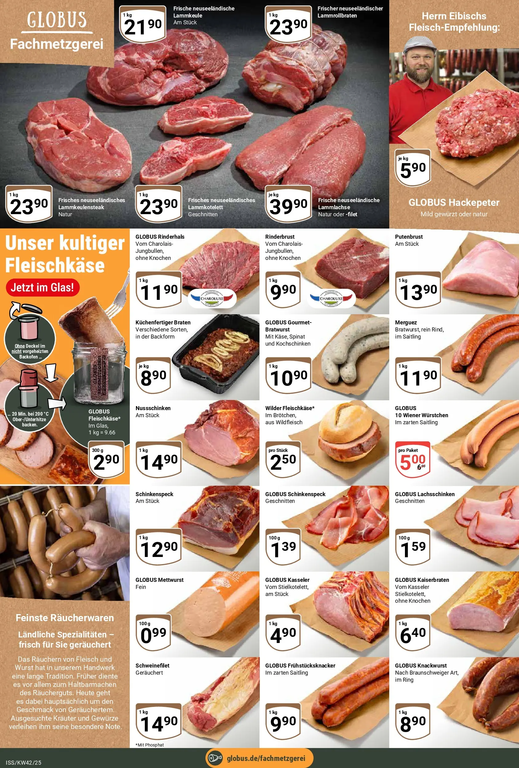 Globus prospekt Isserstedt	 (ab 12.10.2025) » Angebote online | Seite: 8 | Produkte: Lammkeule, Bratwurst, Wurst, Fleisch